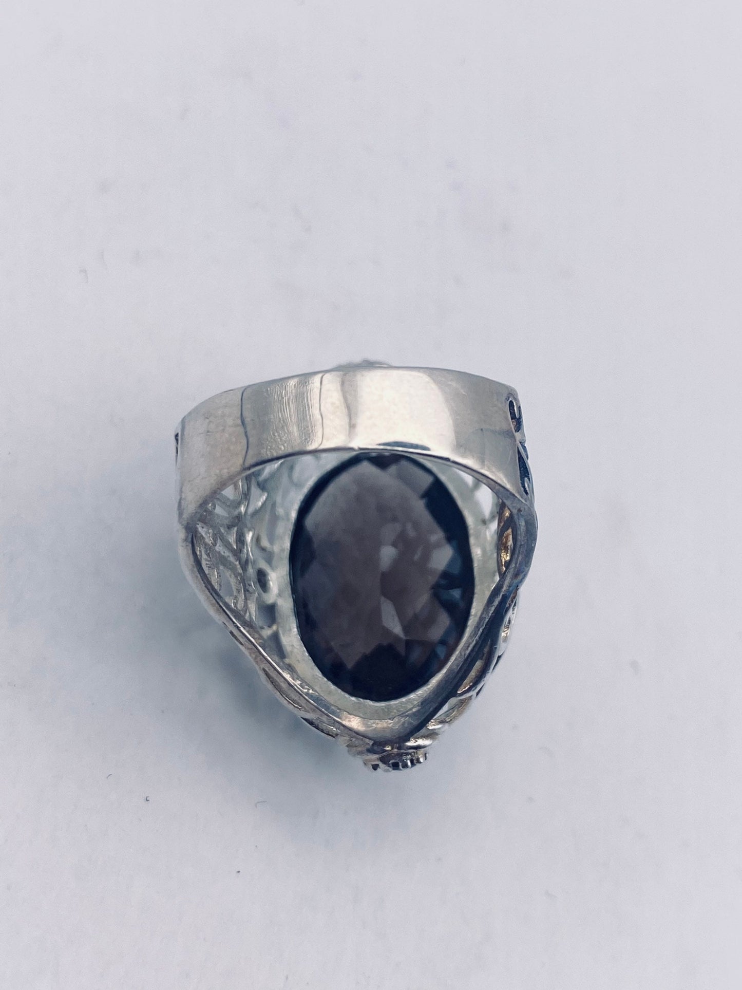 Vintage Smoky Topaz Ring 925 Sterling Silver Filigree