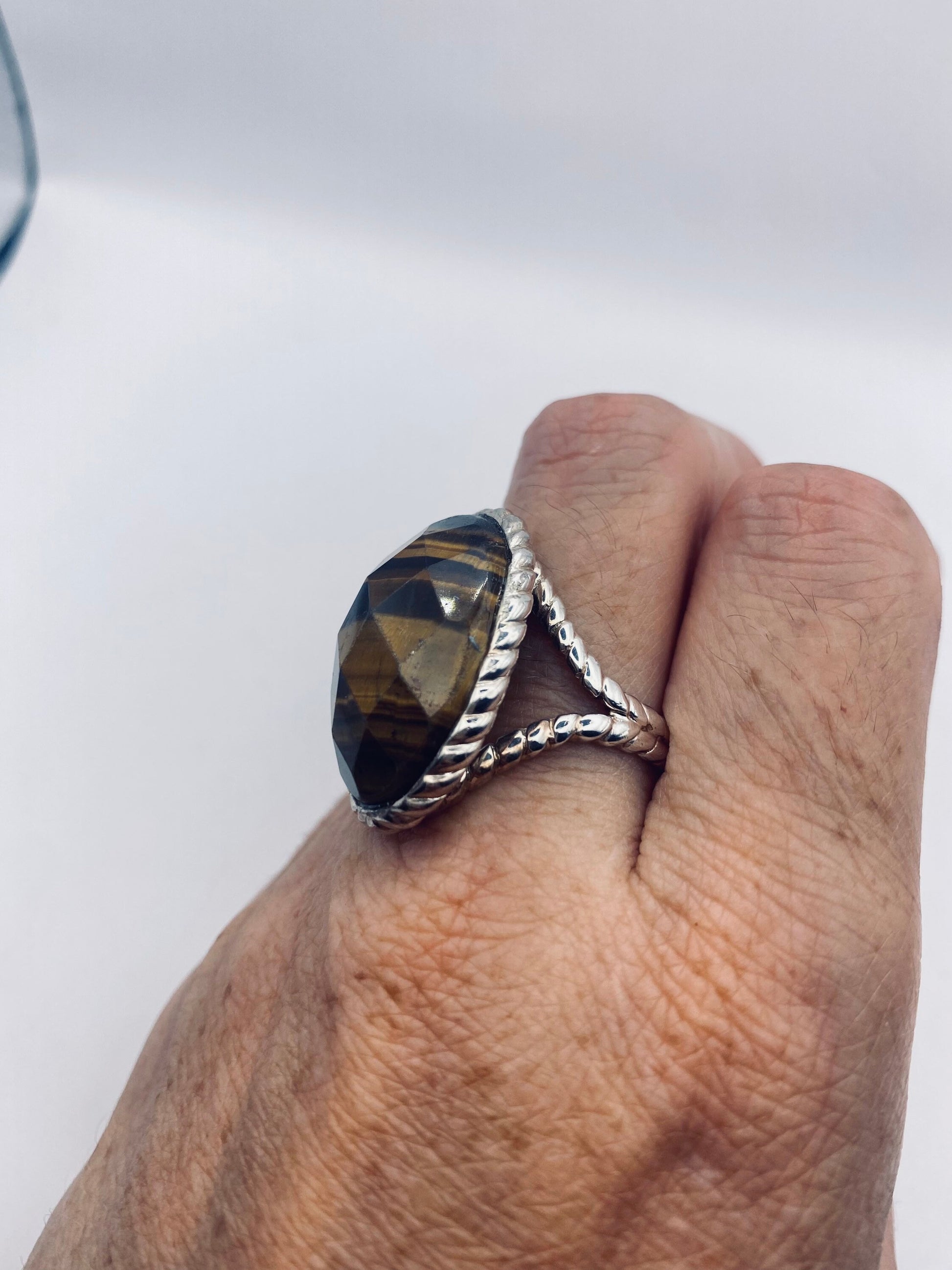 Vintage Tigers Eye Stone Sterling Silver 925 Ring