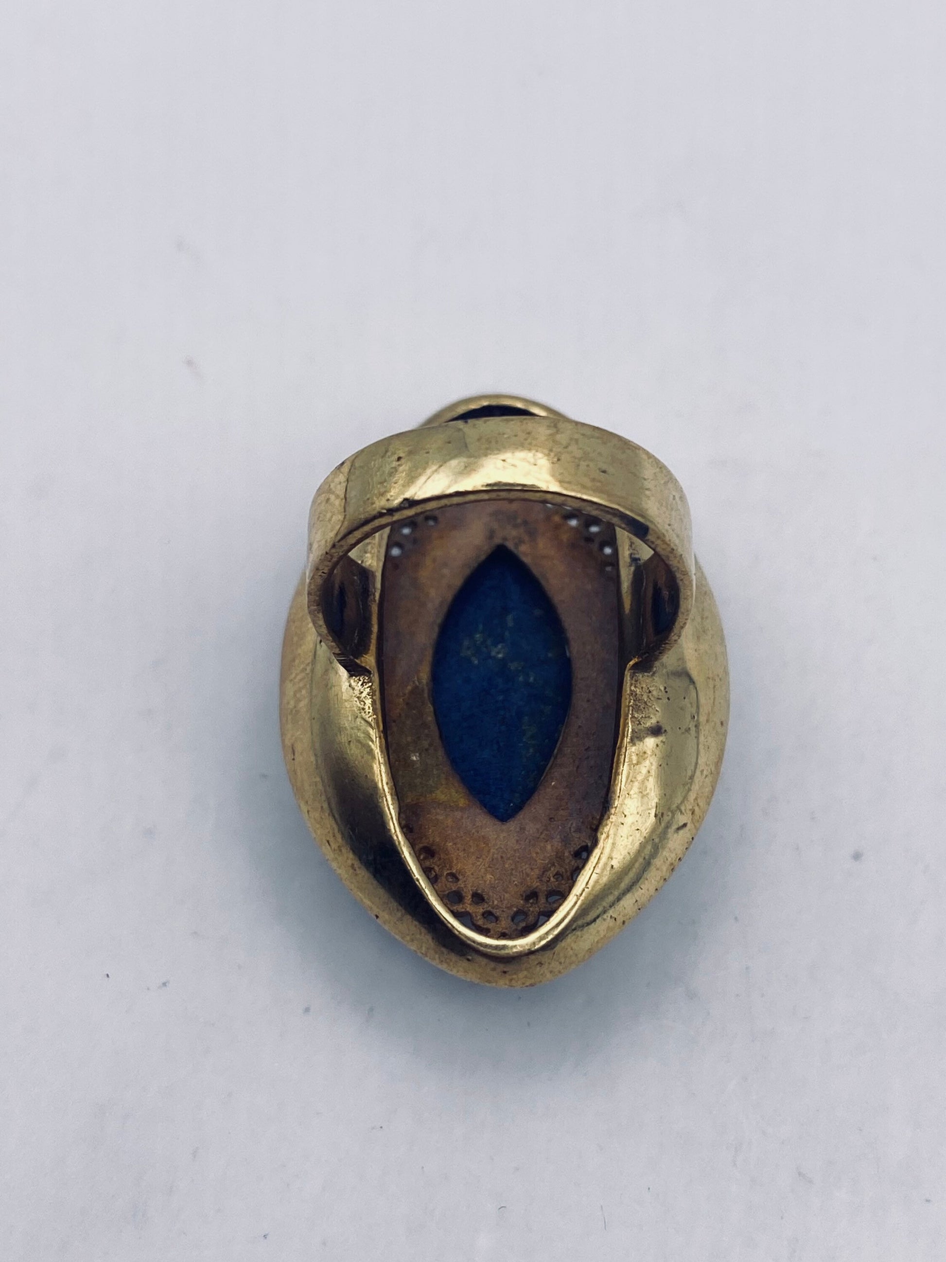 Vintage Lapis Lazuli Gold Bronze Cocktail Ring