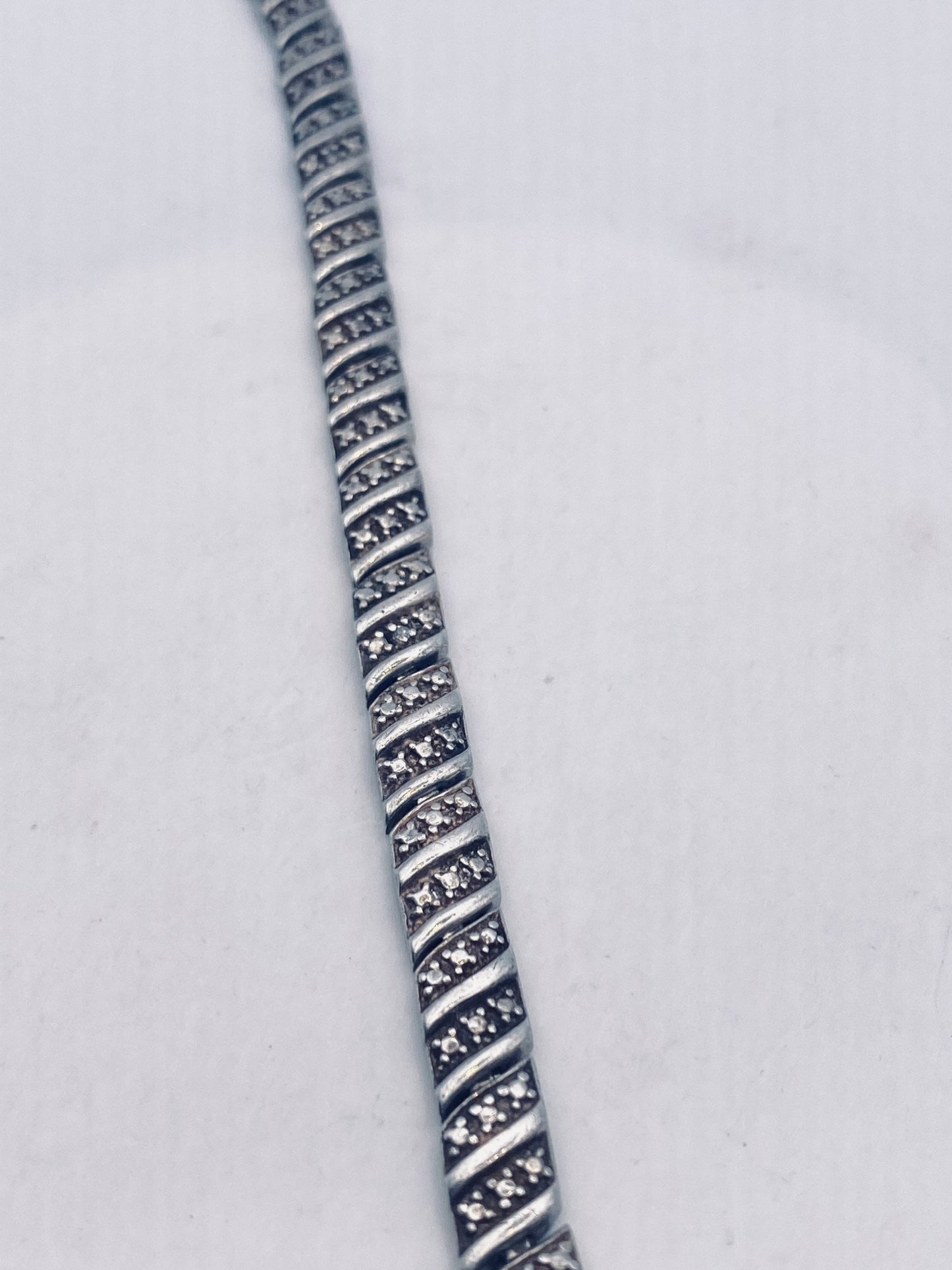 Vintage Diamond Bracelet Deco 925 Sterling Silver