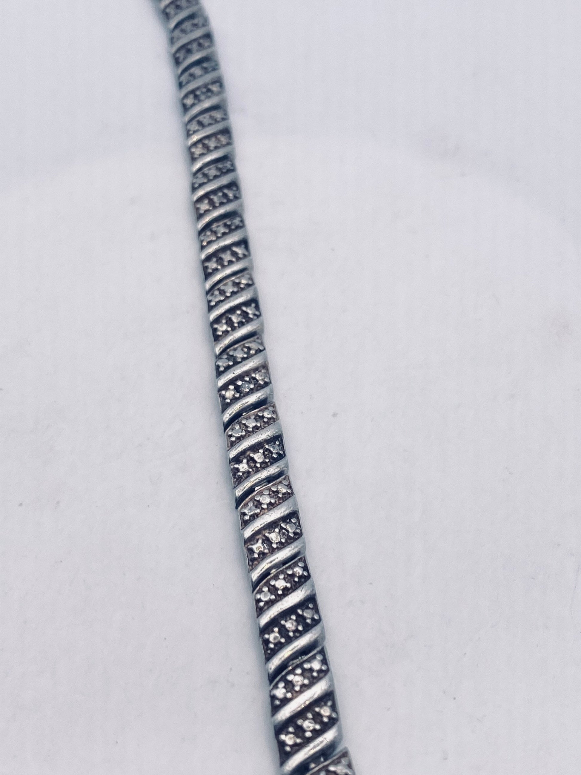 Vintage Diamond Bracelet Deco 925 Sterling Silver