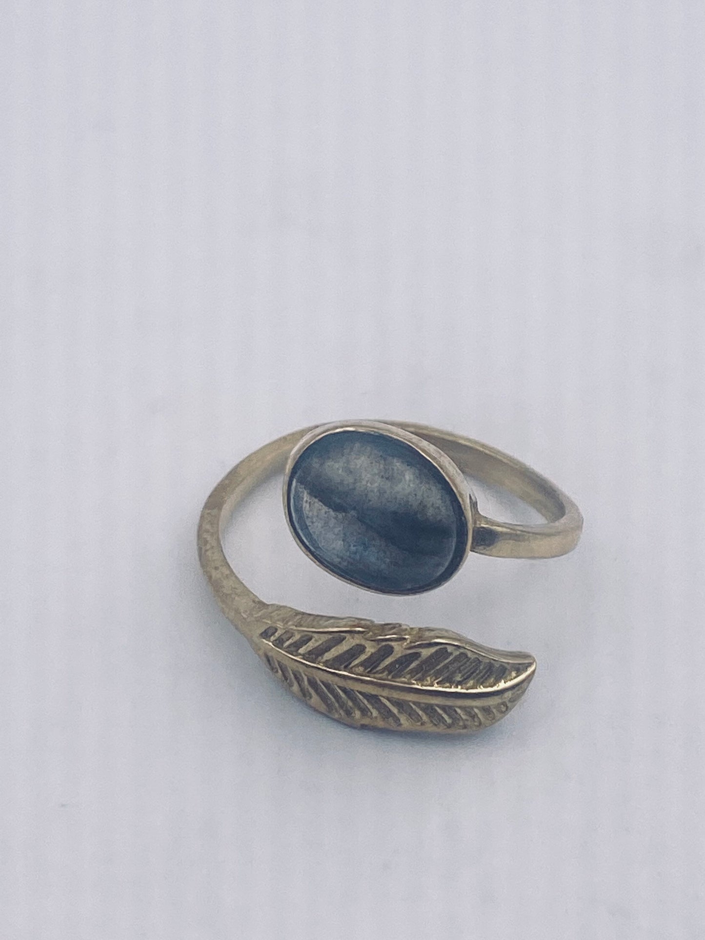 Vintage Labradorite Gold Bronze Cocktail Ring