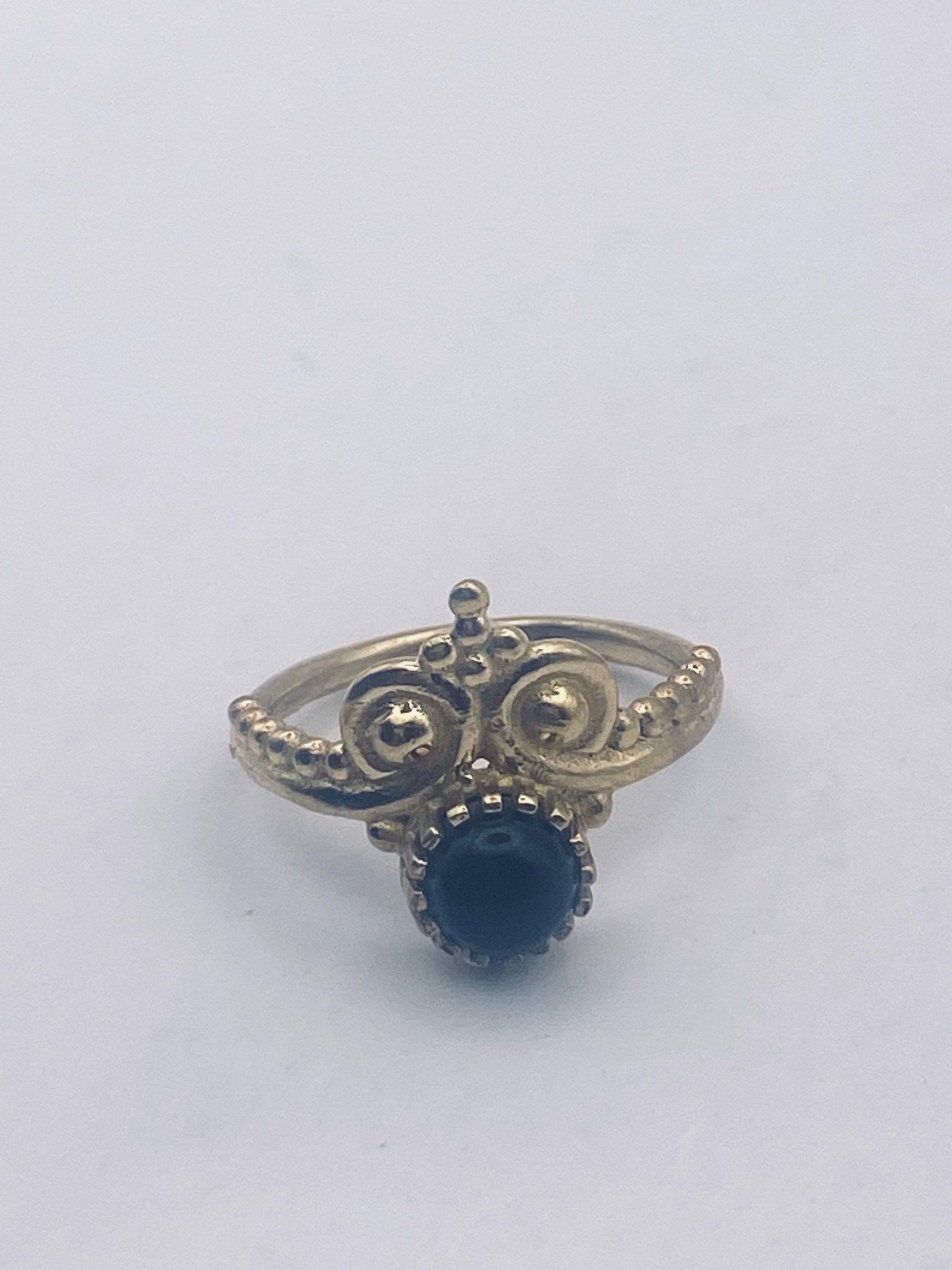 Vintage Black Onyx Golden Bronze Cocktail Ring