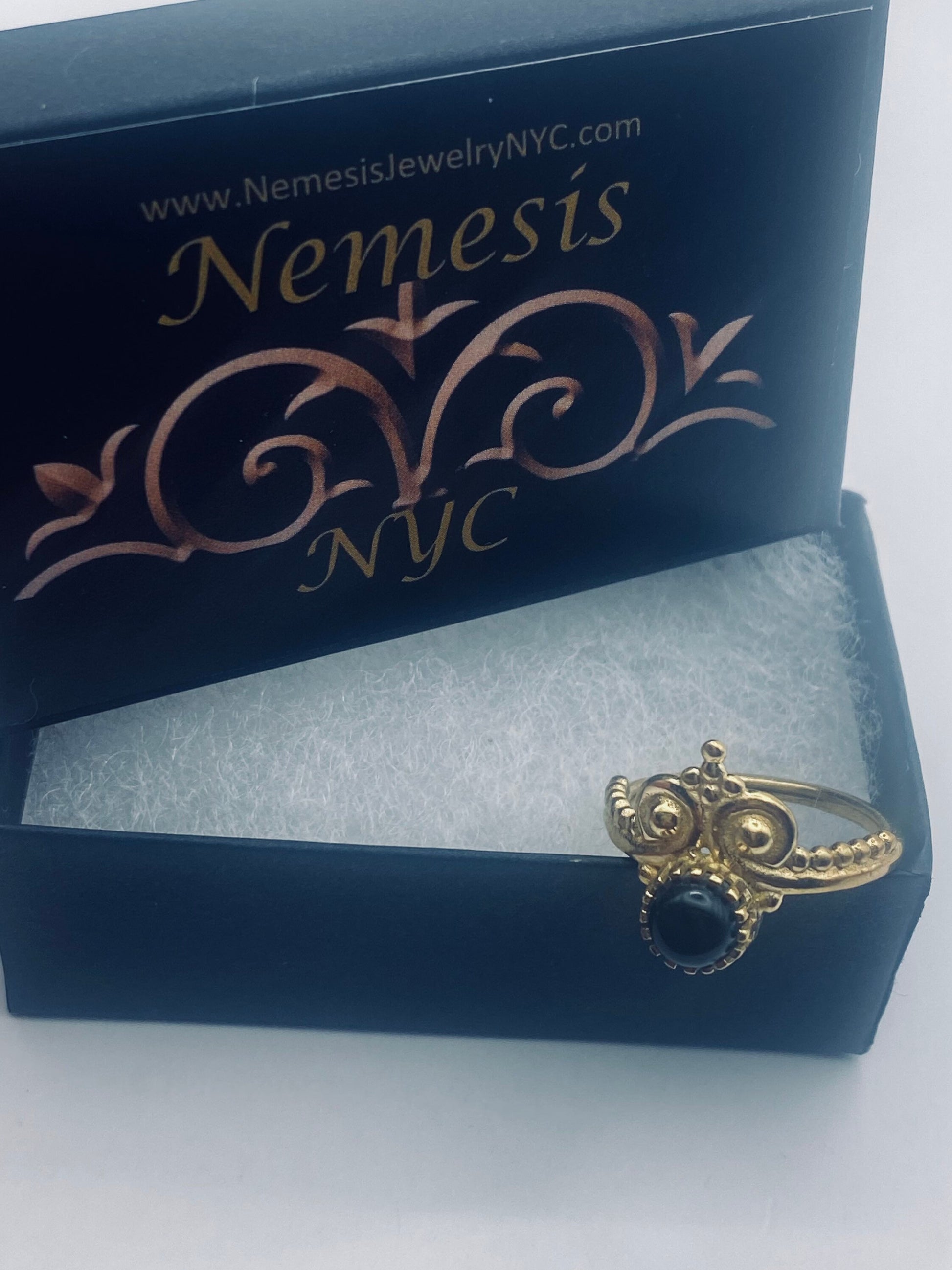 Vintage Black Onyx Golden Bronze Cocktail Ring