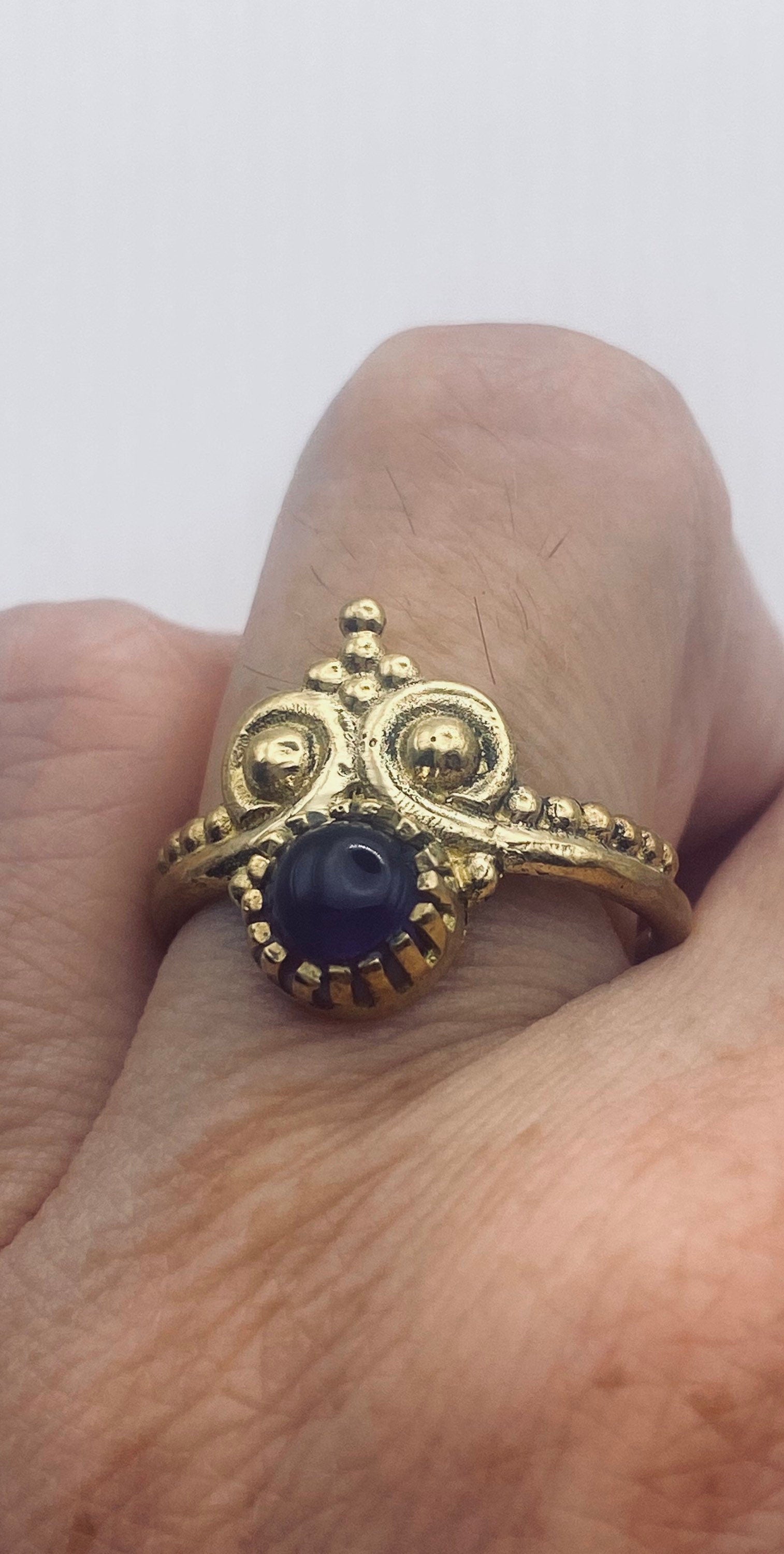 Vintage Purple Amethyst Gold Bronze Cocktail Ring