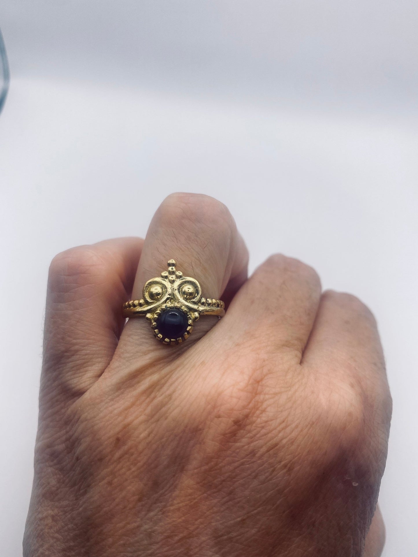 Vintage Purple Amethyst Gold Bronze Cocktail Ring