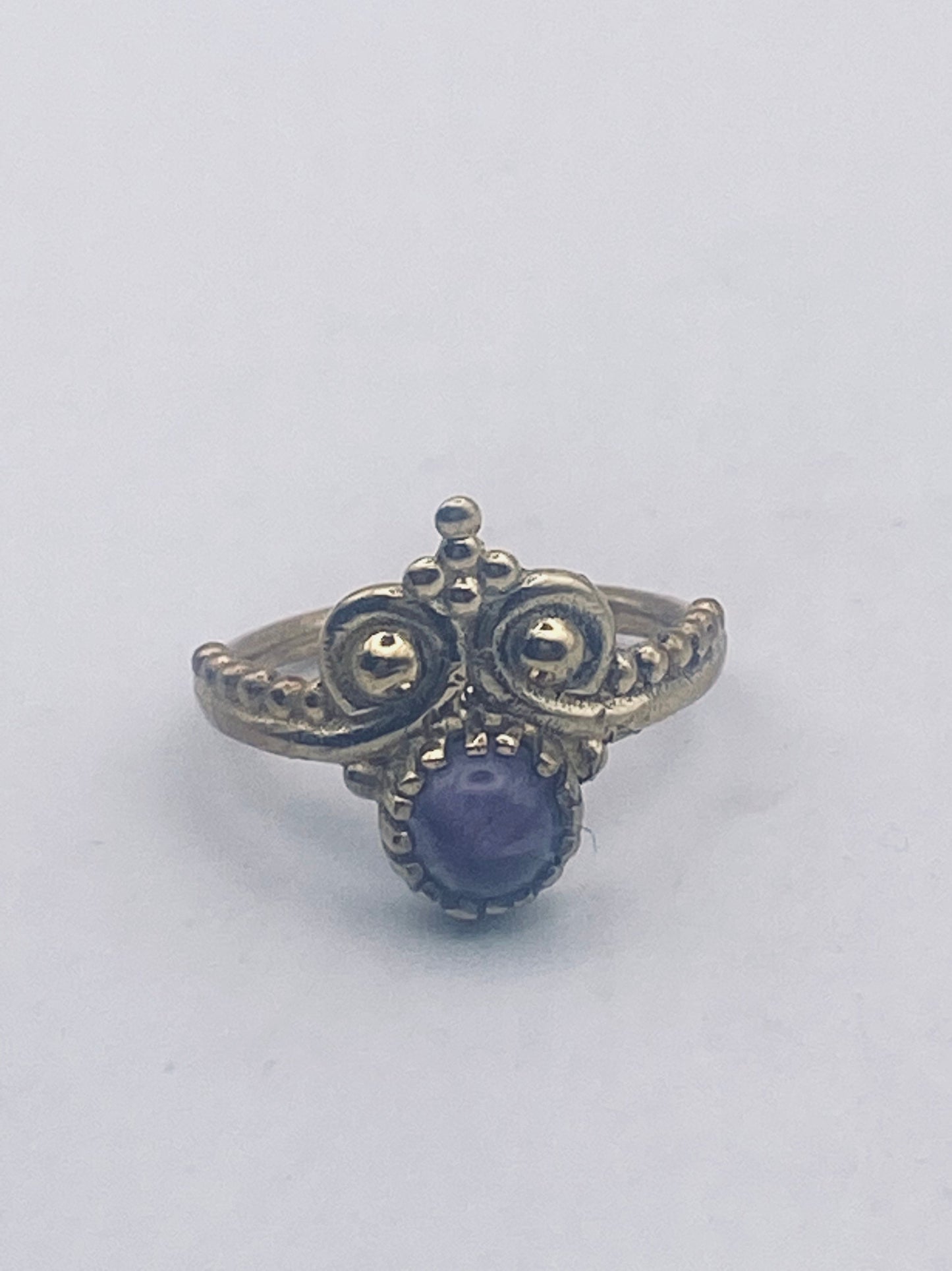 Vintage Purple Amethyst Gold Bronze Cocktail Ring