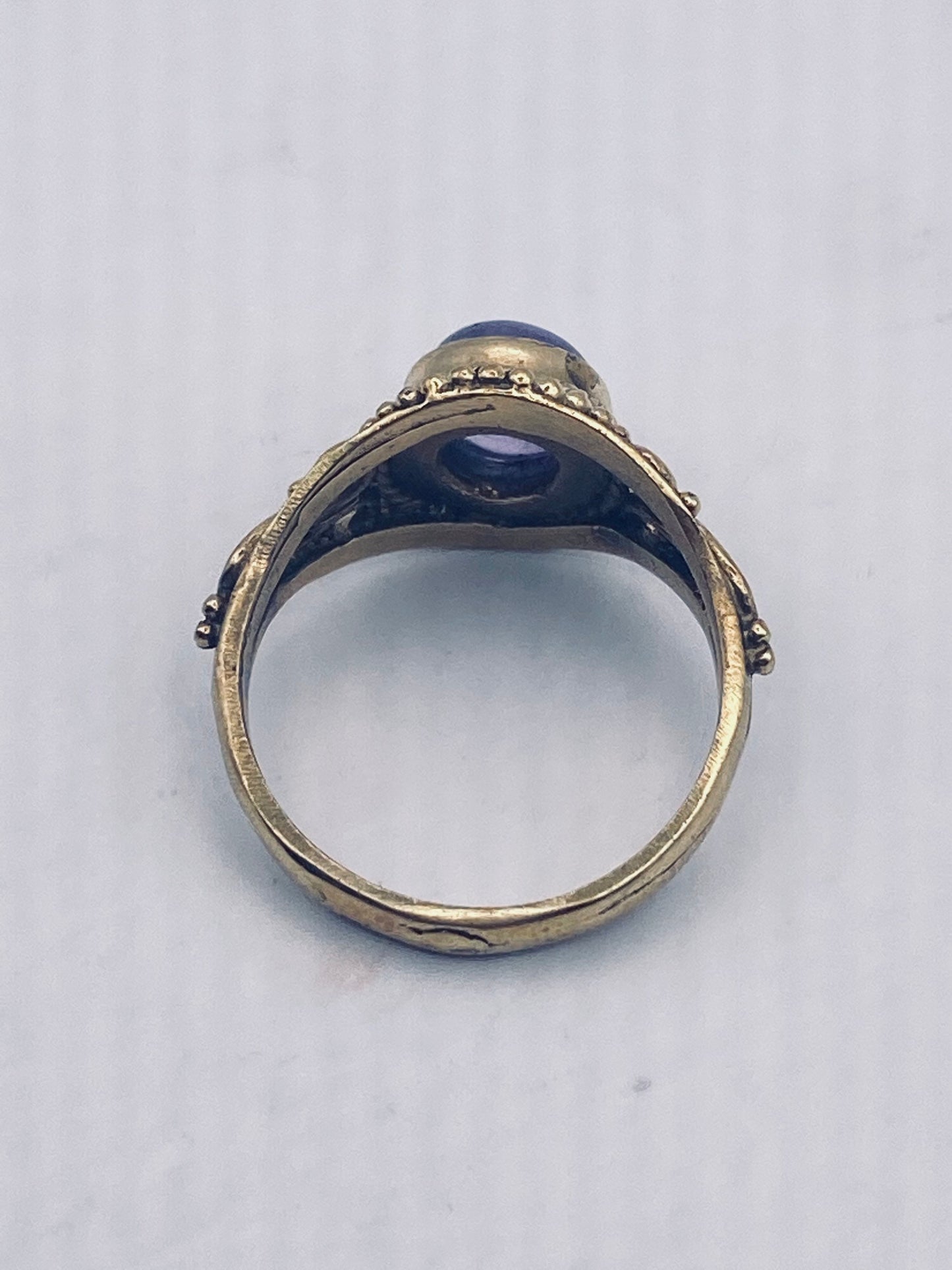 Vintage Purple Amethyst Gold Bronze Cocktail Ring