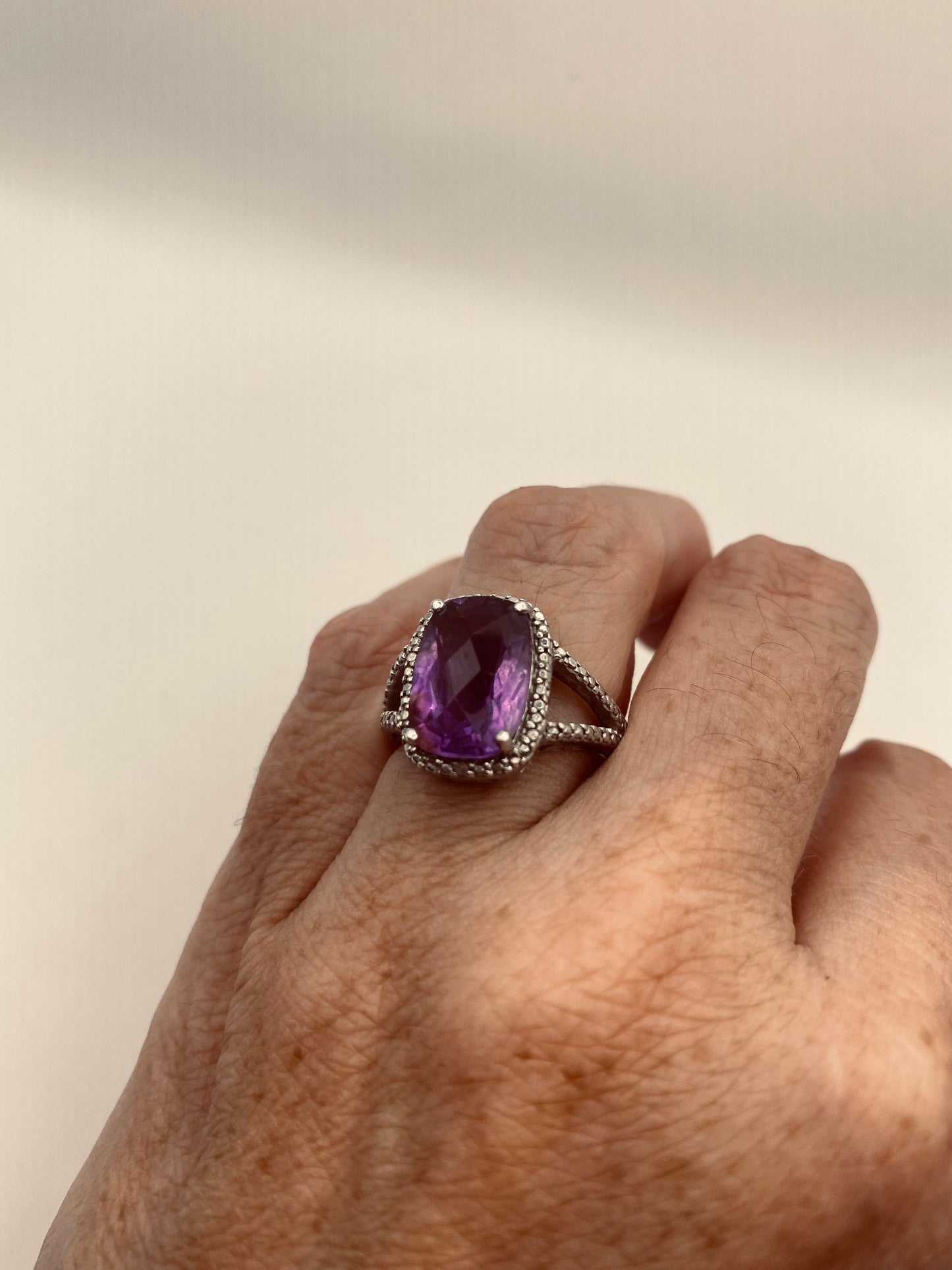 Vintage Handmade Genuine Purple Amethyst Filigree Setting 925 Sterling Silver Gothic Ring