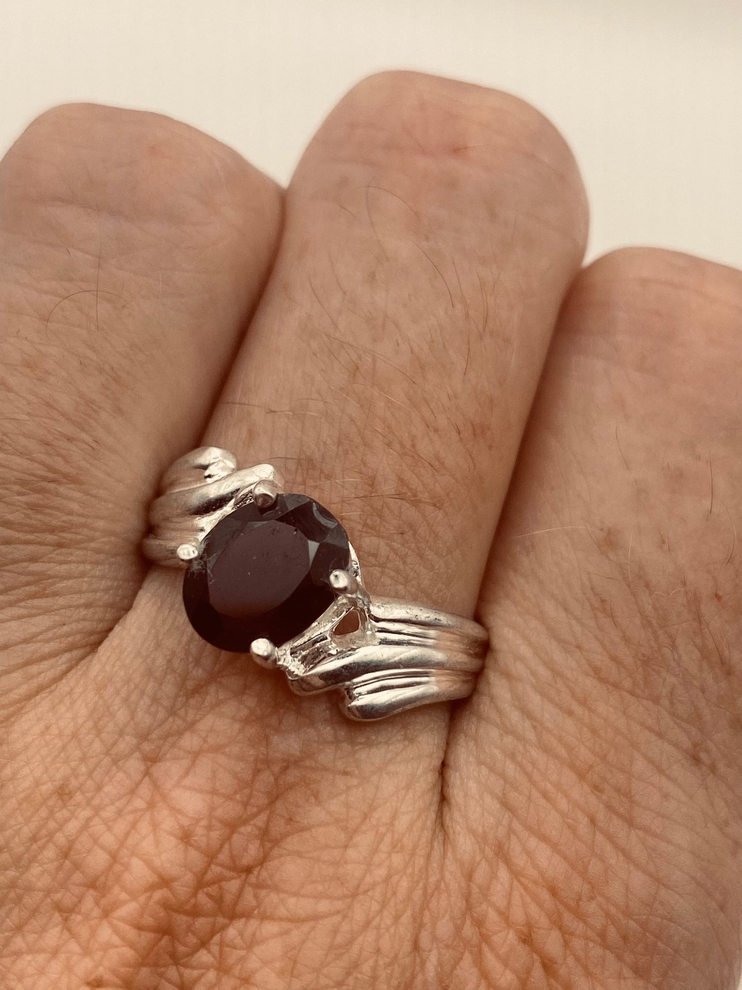 Vintage Red Bohemian Garnet Ring 925 Sterling Silver Size 8