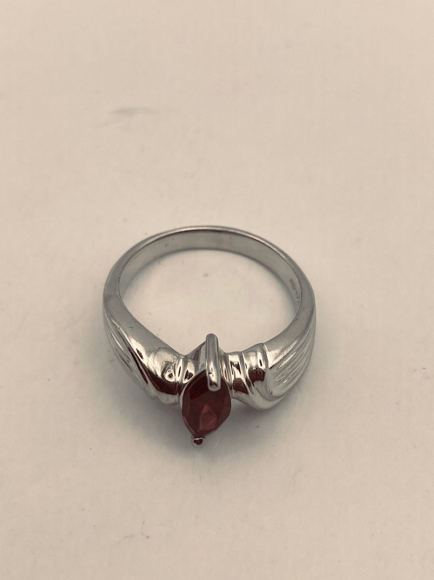 Vintage Red Bohemian Garnet Ring 925 Sterling Silver Size 8