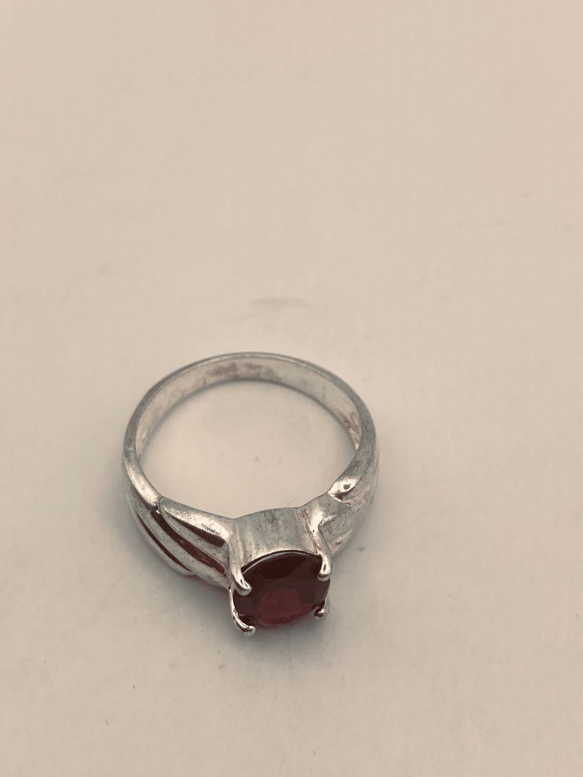 Vintage Red Bohemian Garnet Ring 925 Sterling Silver Size 8