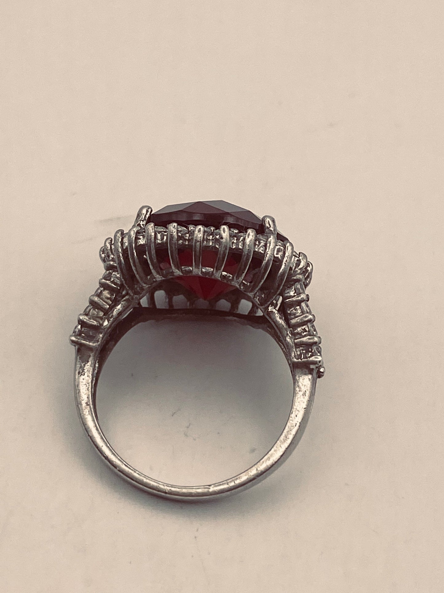 Vintage Red Bohemian Garnet Ring 925 Sterling Silver Size 8