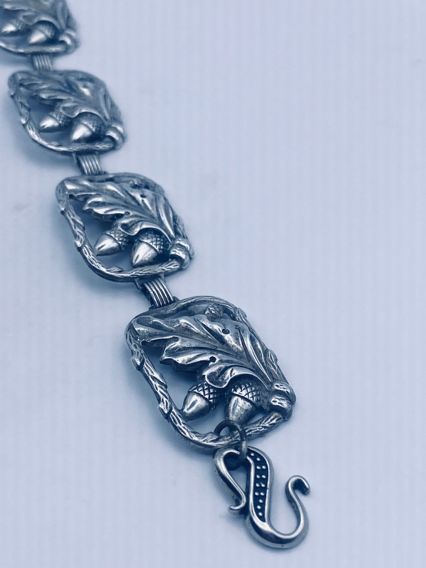 Vintage 925 Sterling Silver Filigree Acorn Bracelet