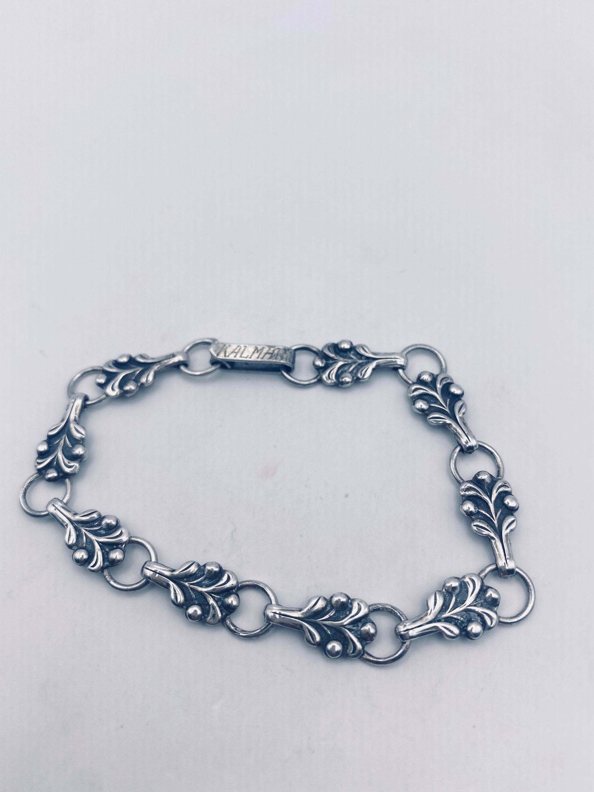 Vintage 925 Sterling Silver Filigree Rose Flower Bracelet