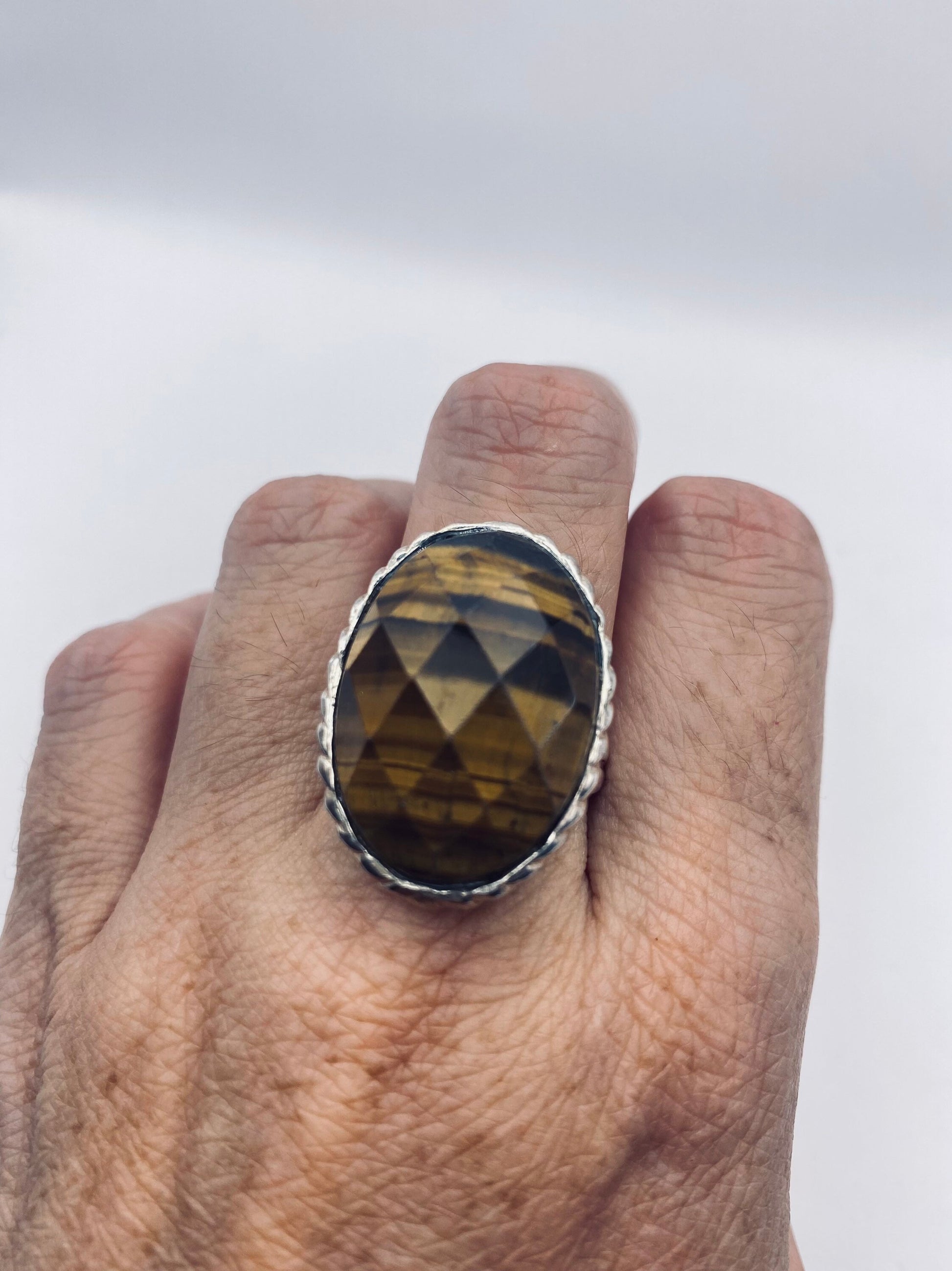 Vintage Tigers Eye Stone Sterling Silver 925 Ring
