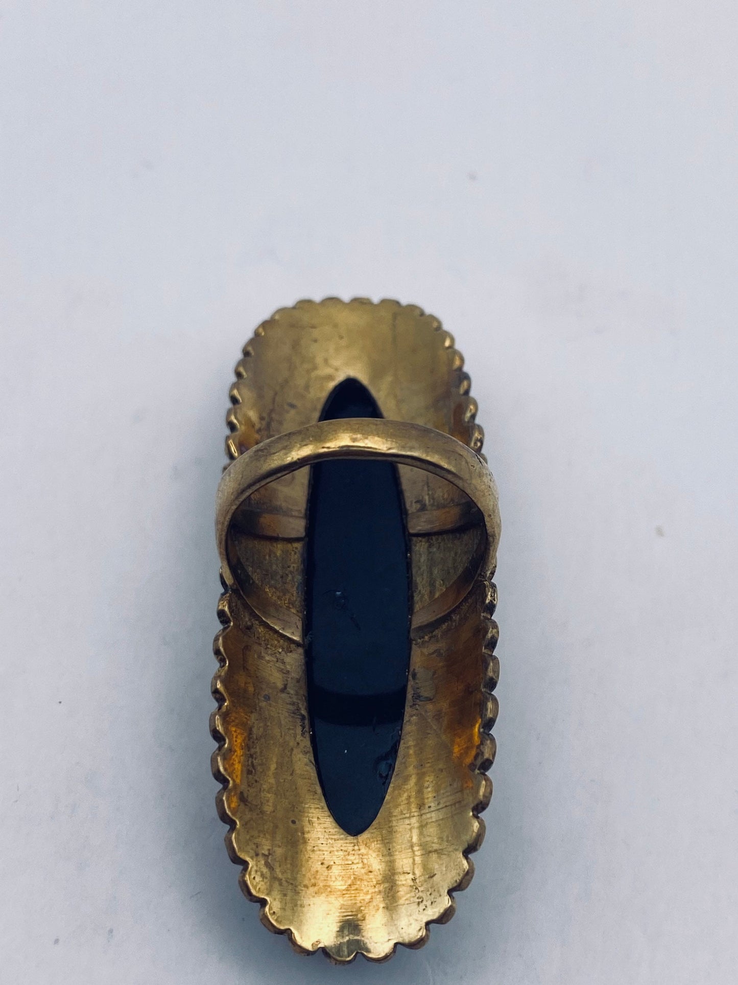 Vintage Black Onyx Gold Bronze Cocktail Ring