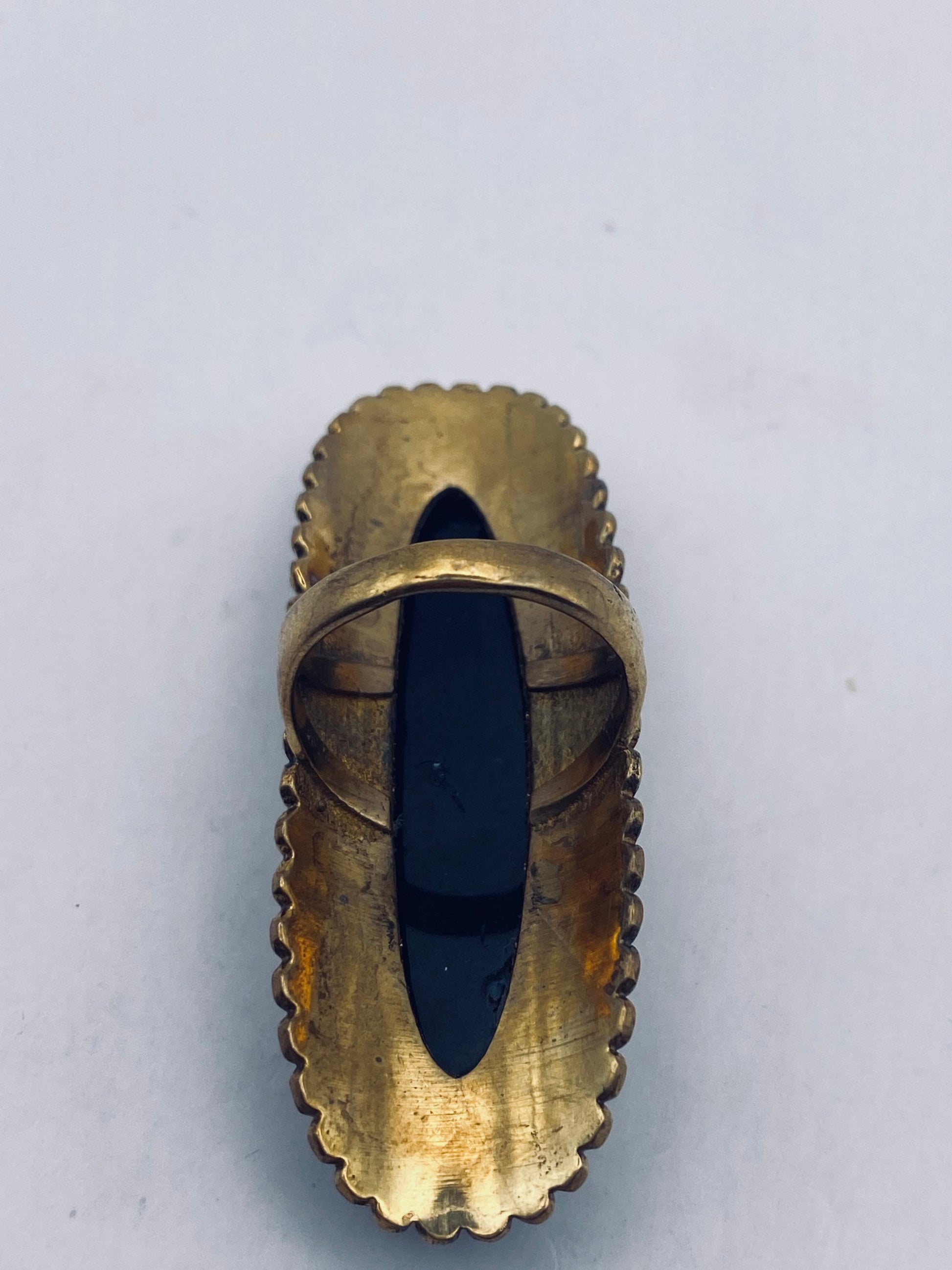 Vintage Black Onyx Gold Bronze Cocktail Ring