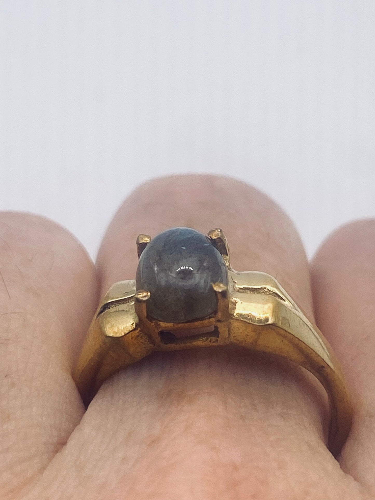 Vintage Labradorite Gold Bronze Cocktail Ring