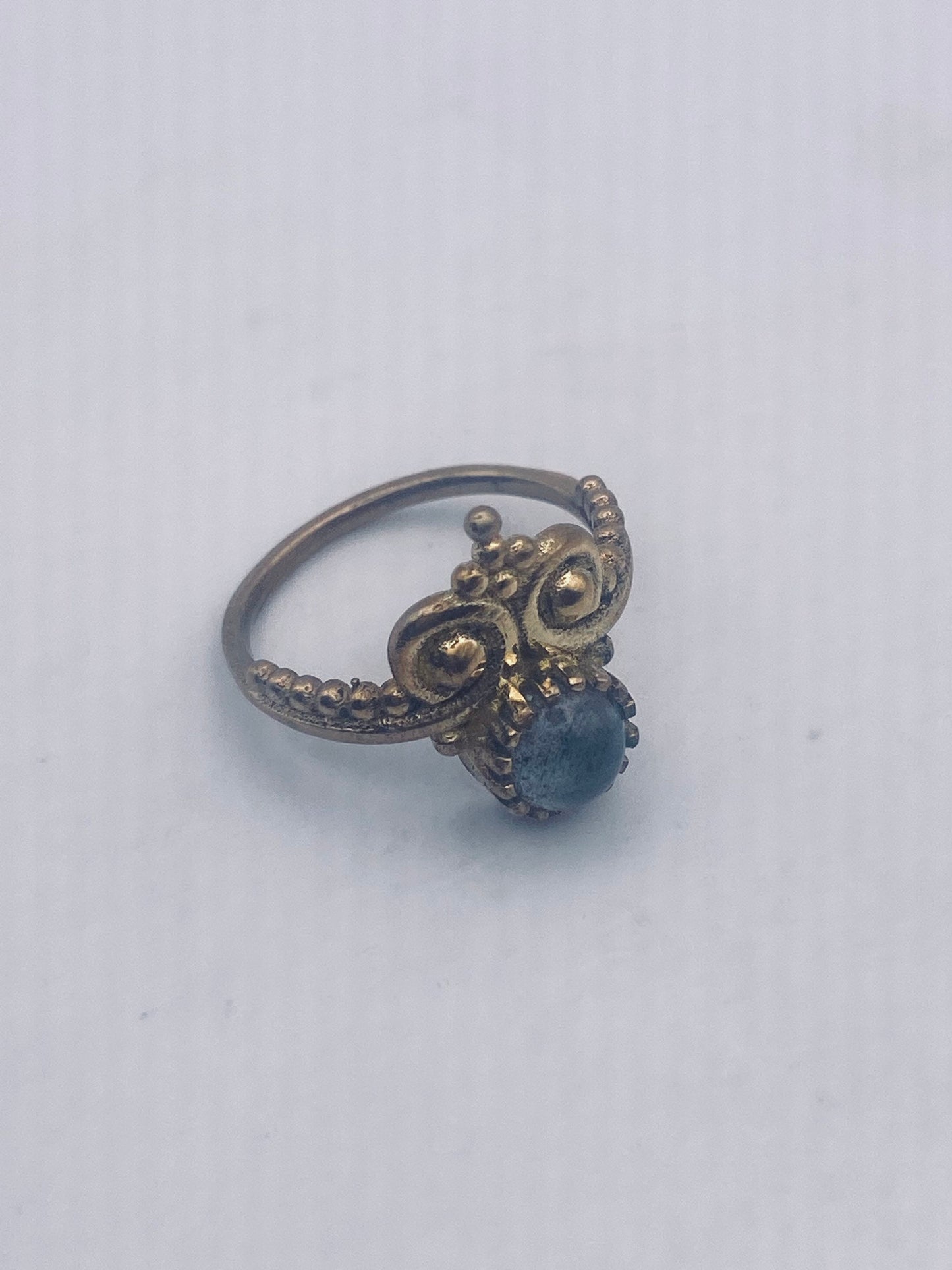 Vintage Labradorite Gold Bronze Cocktail Ring