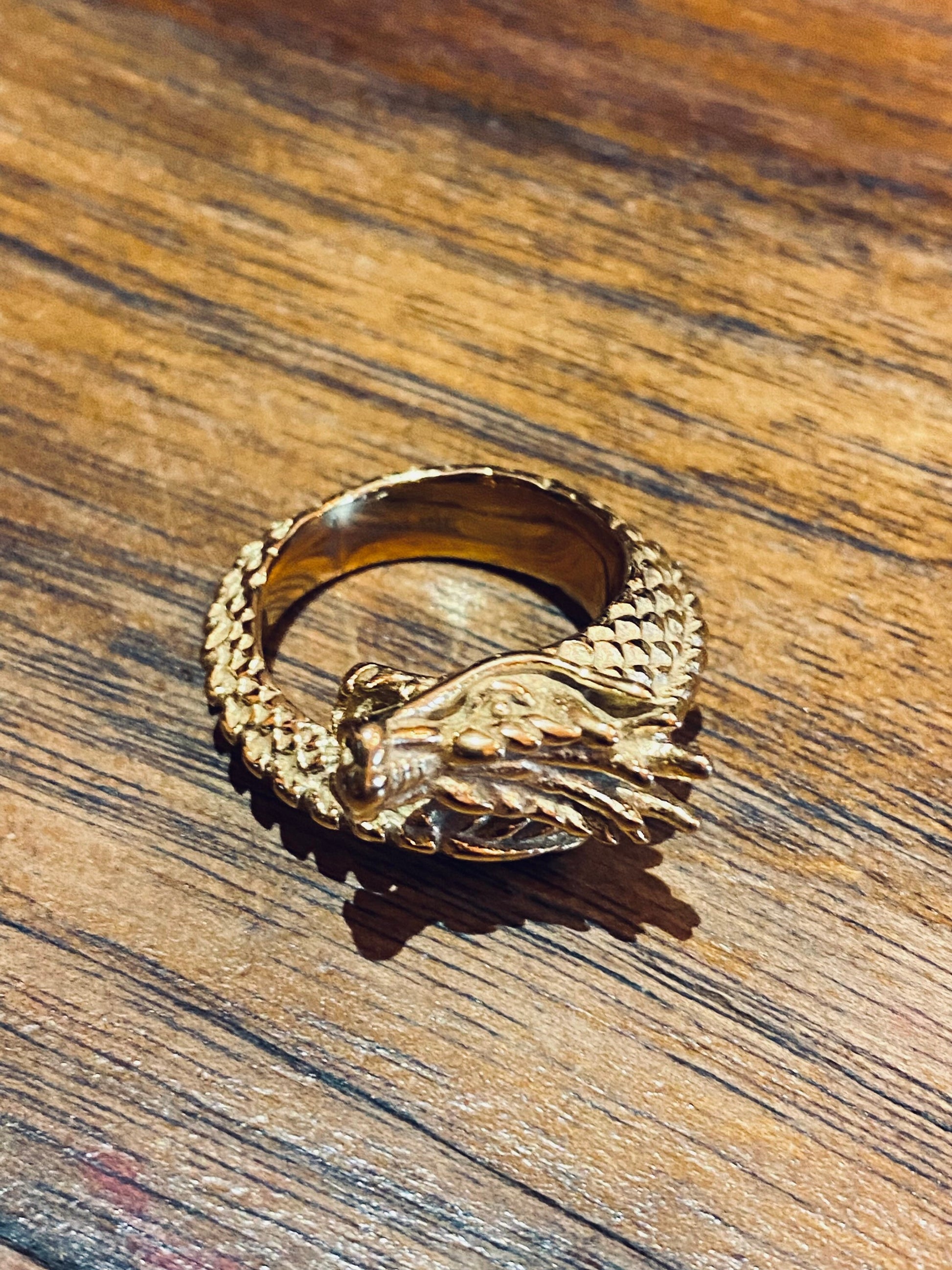Vintage Gothic Golden Stainless Steel Dragon Mens Ring
