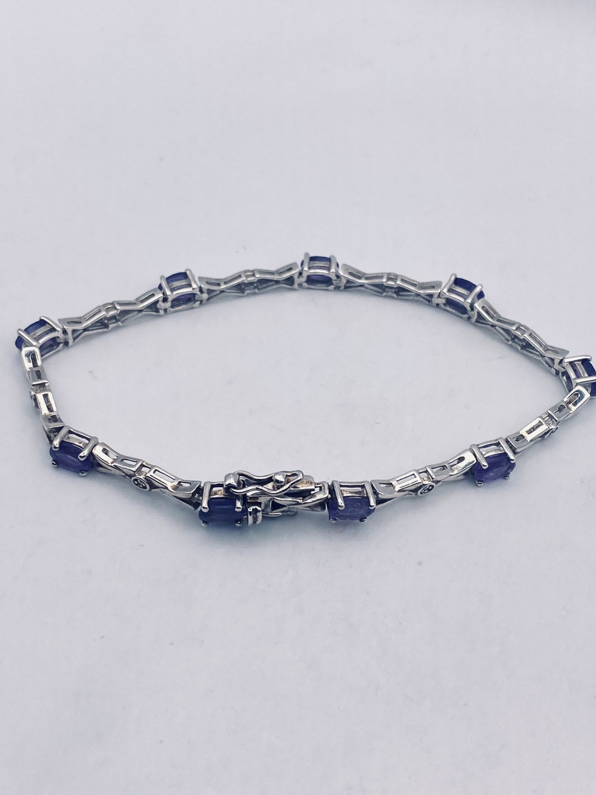 Vintage Amethyst Bracelet 925 Sterling Silver Purple Deco