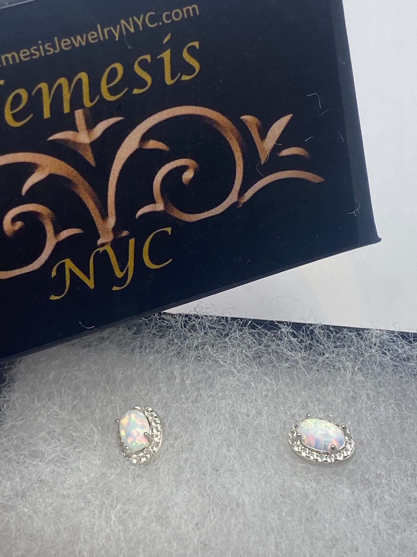 Vintage Opal Earrings 925 Sterling Silver Stud Button