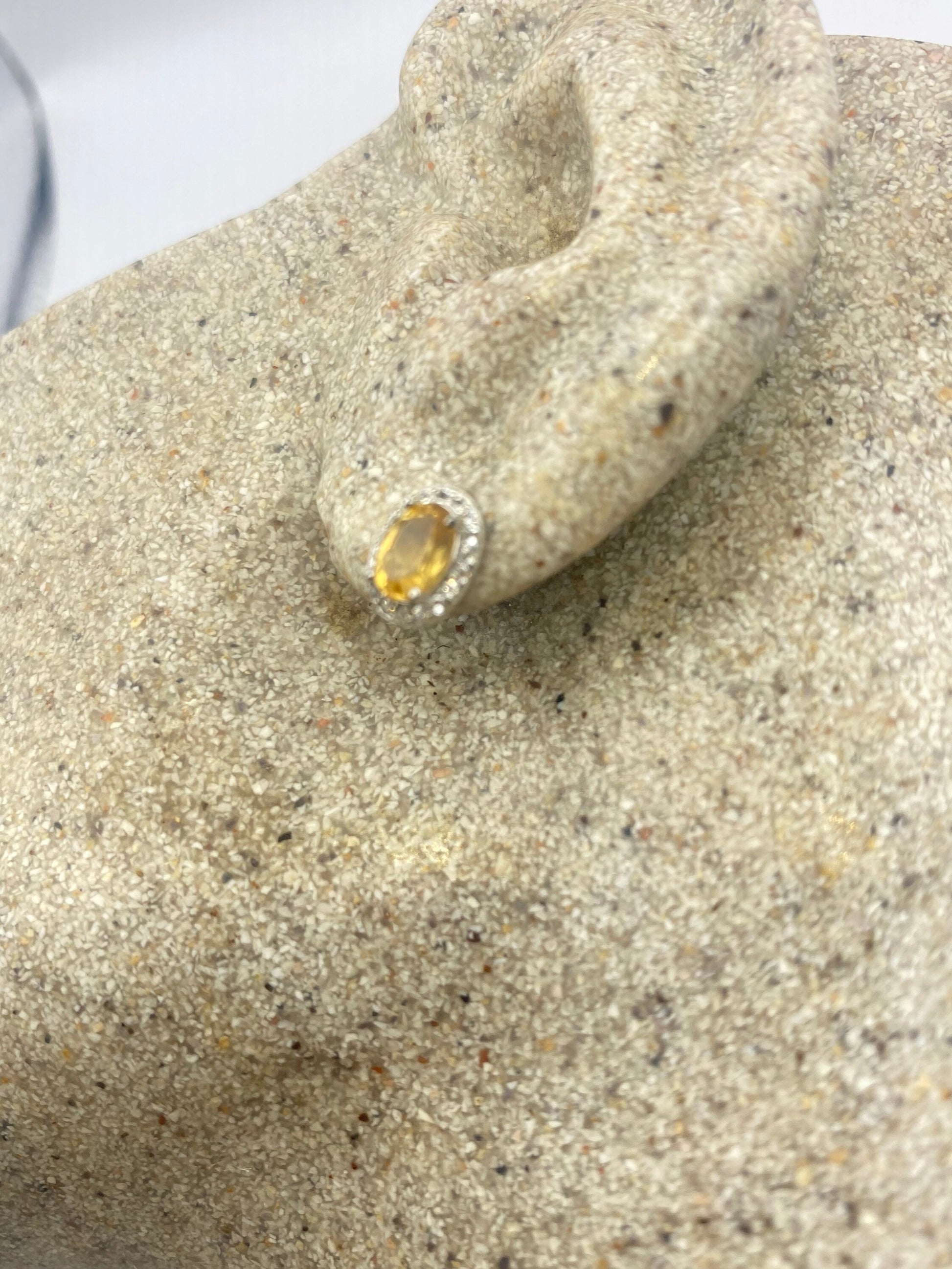 Vintage Citrine Earrings 925 Sterling Silver Stud