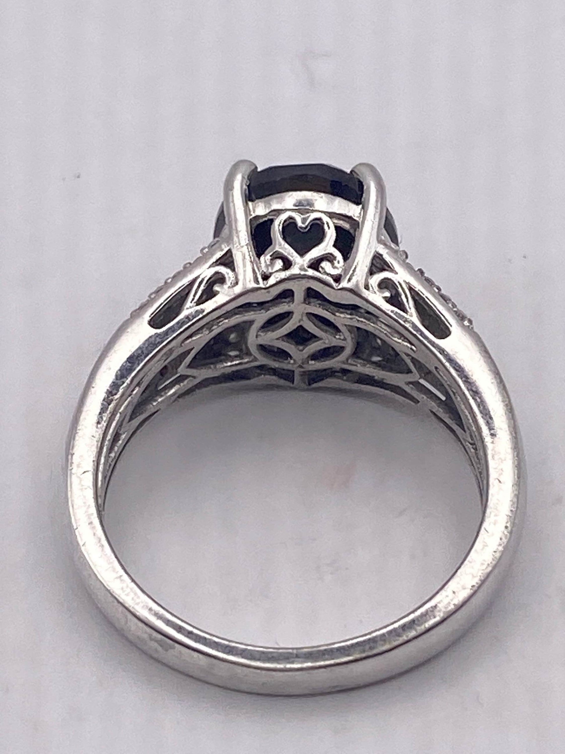Vintage Black Rainbow Obsidian 925 Sterling Silver Gothic Ring