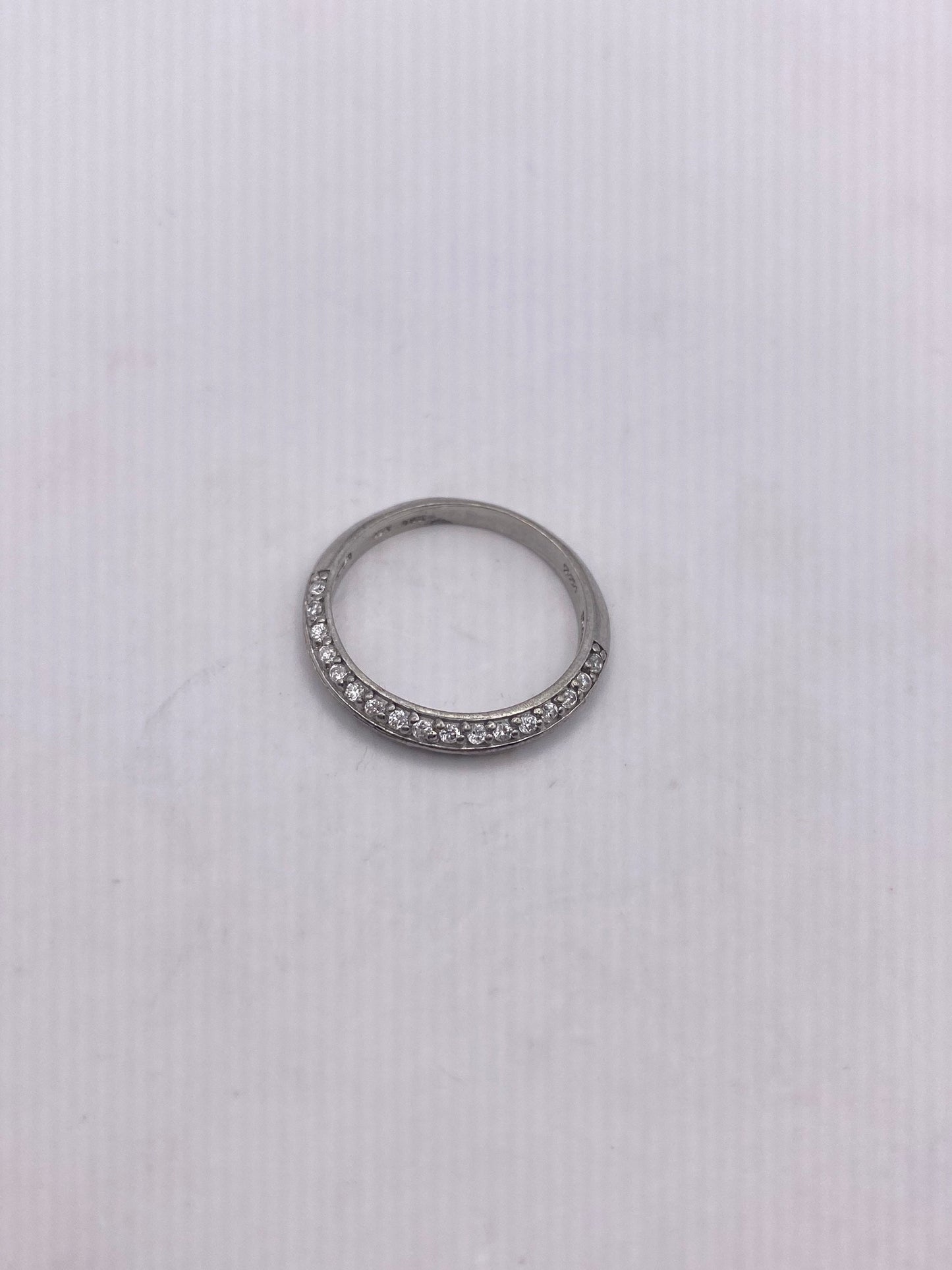 Vintage White Sapphire 925 Sterling Silver Wedding Band Ring