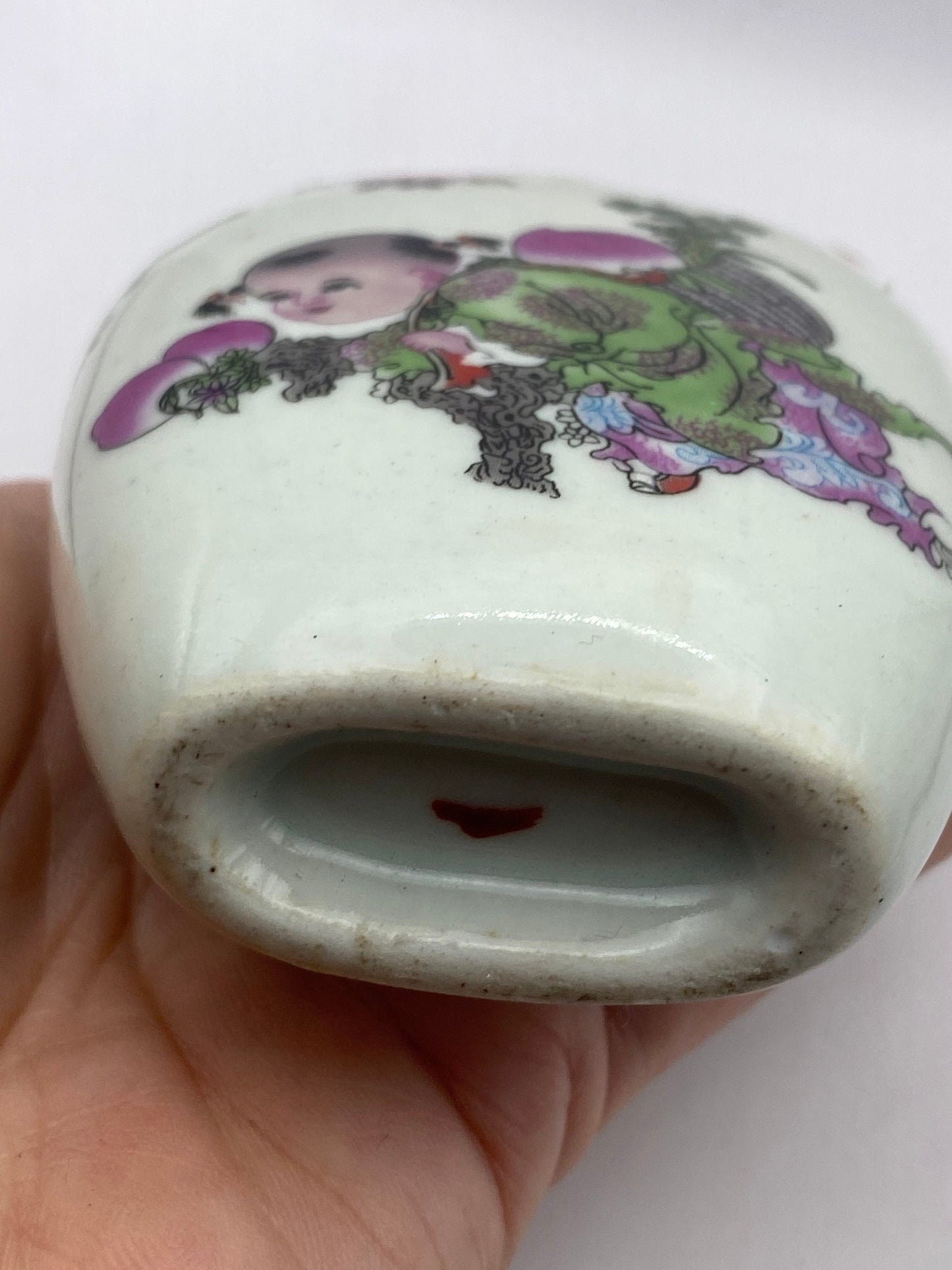 Vintage Children Playing Bottle Snuff Perfume Flask Hand Painted Porcelain