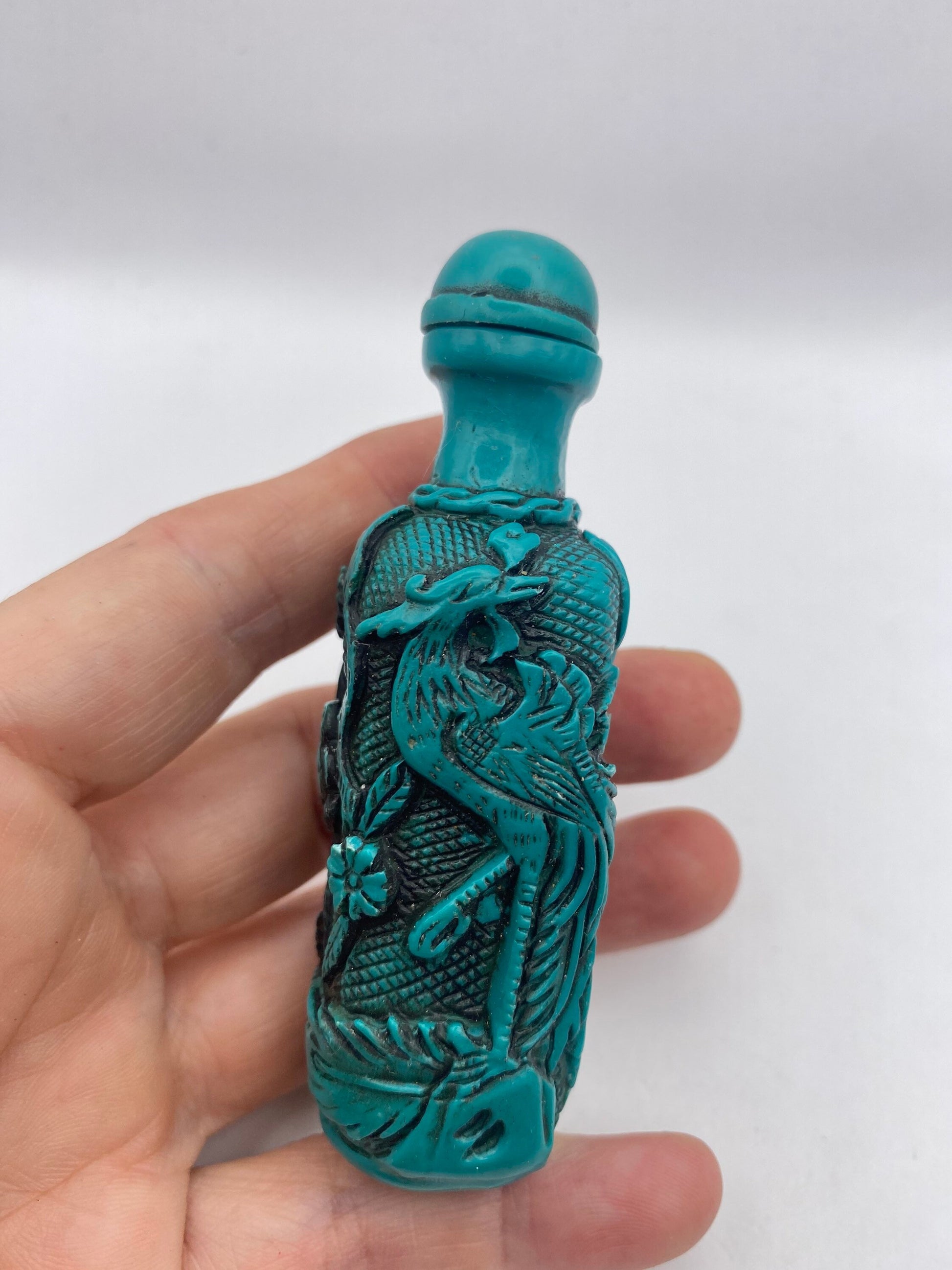 Vintage Bird Bottle Snuff Perfume Flask Cinnabar Resin