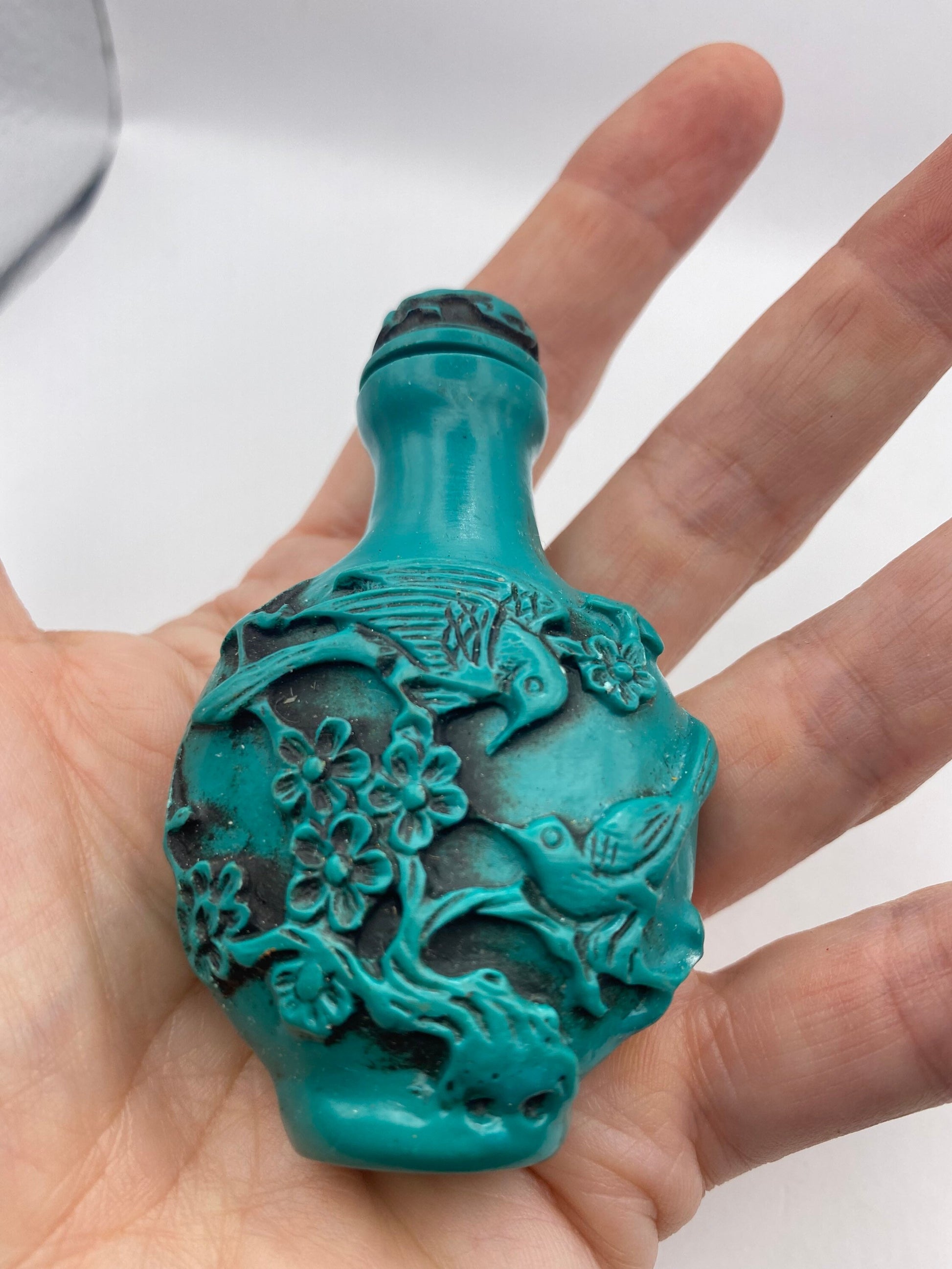 Vintage Bird Bottle Snuff Perfume Flask Cinnabar Resin