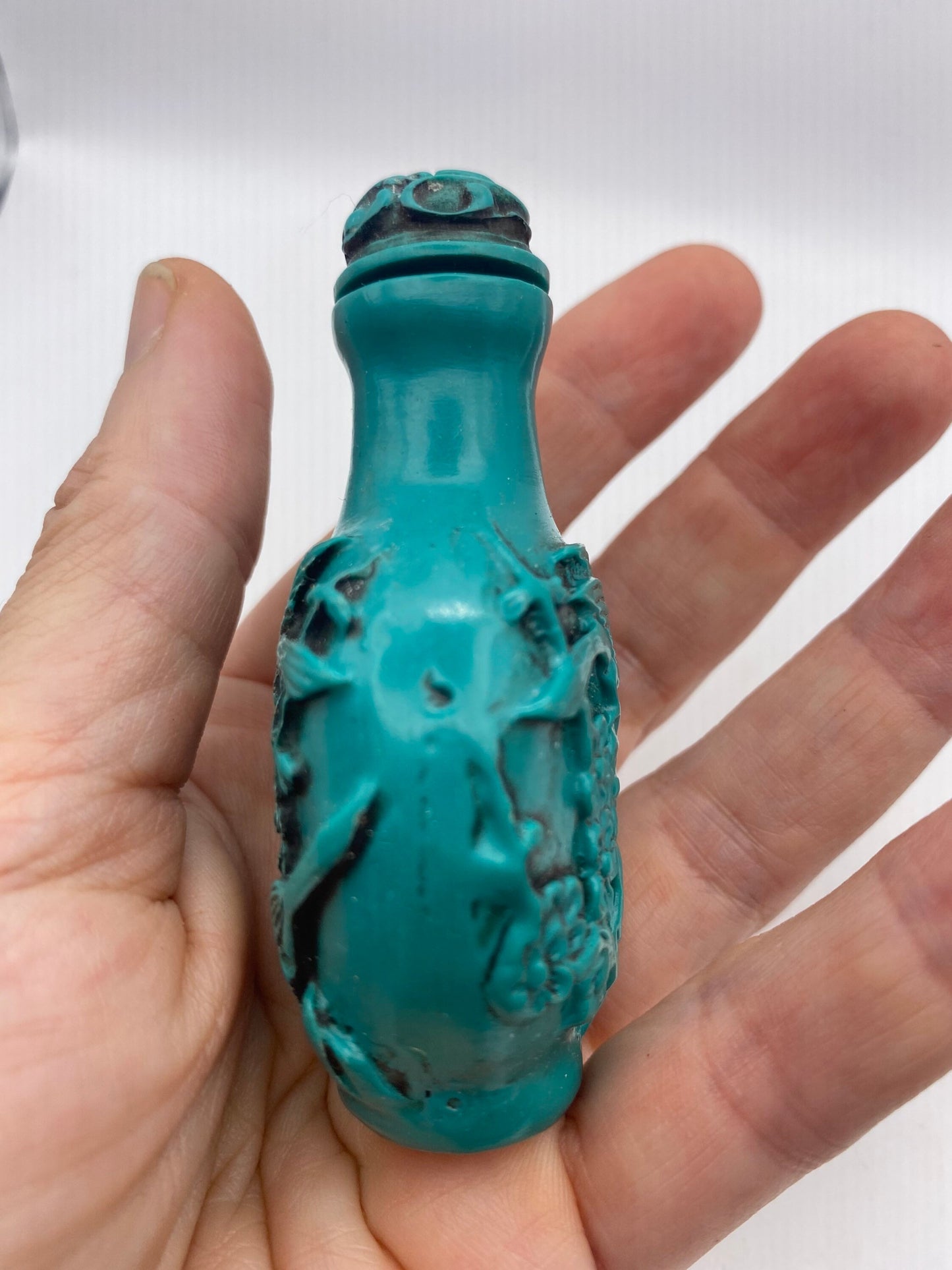 Vintage Bird Bottle Snuff Perfume Flask Cinnabar Resin