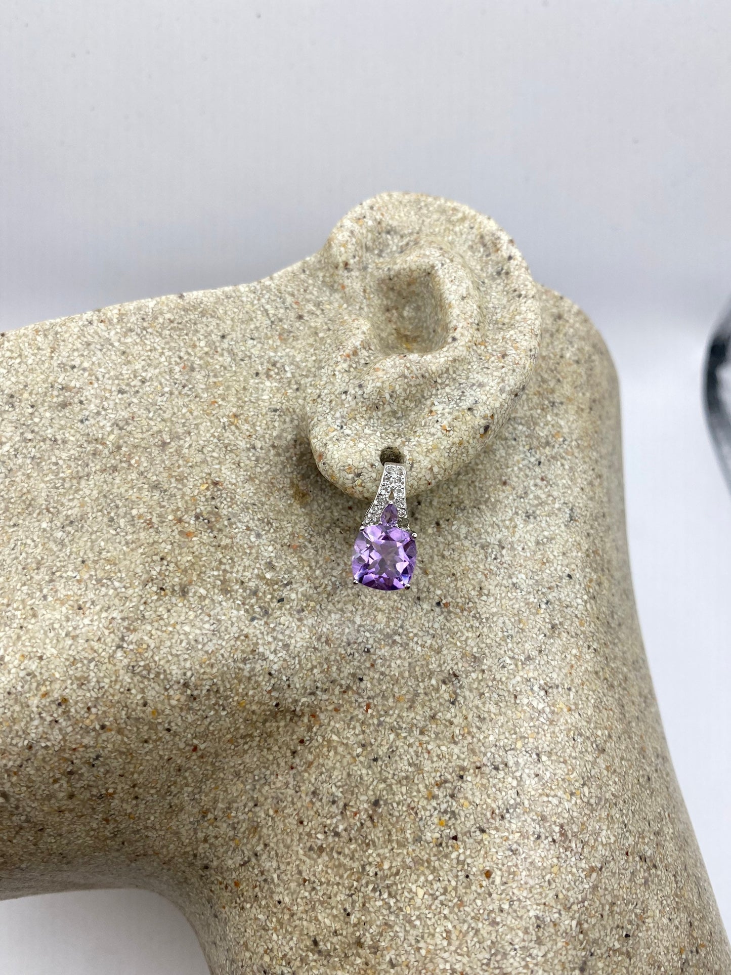 Vintage Amethyst Earrings 925 Sterling Silver Deco Drop
