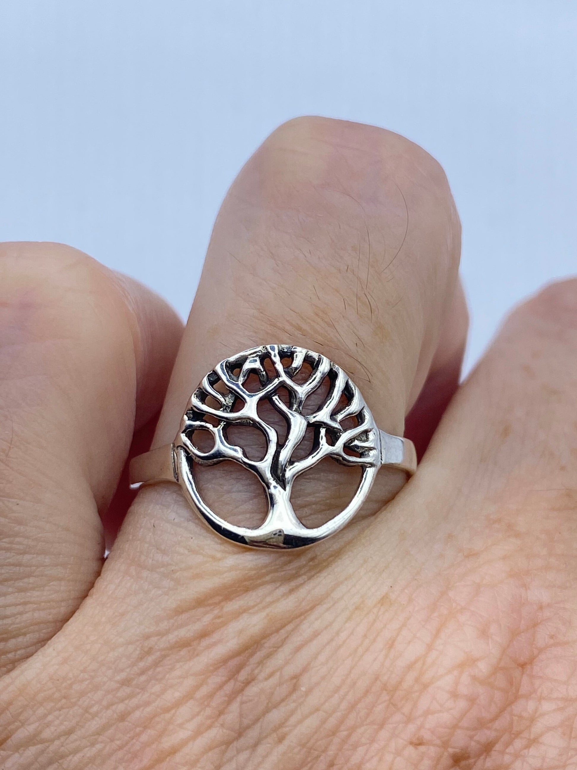 Vintage 925 Sterling Silver Tree of Life Ring