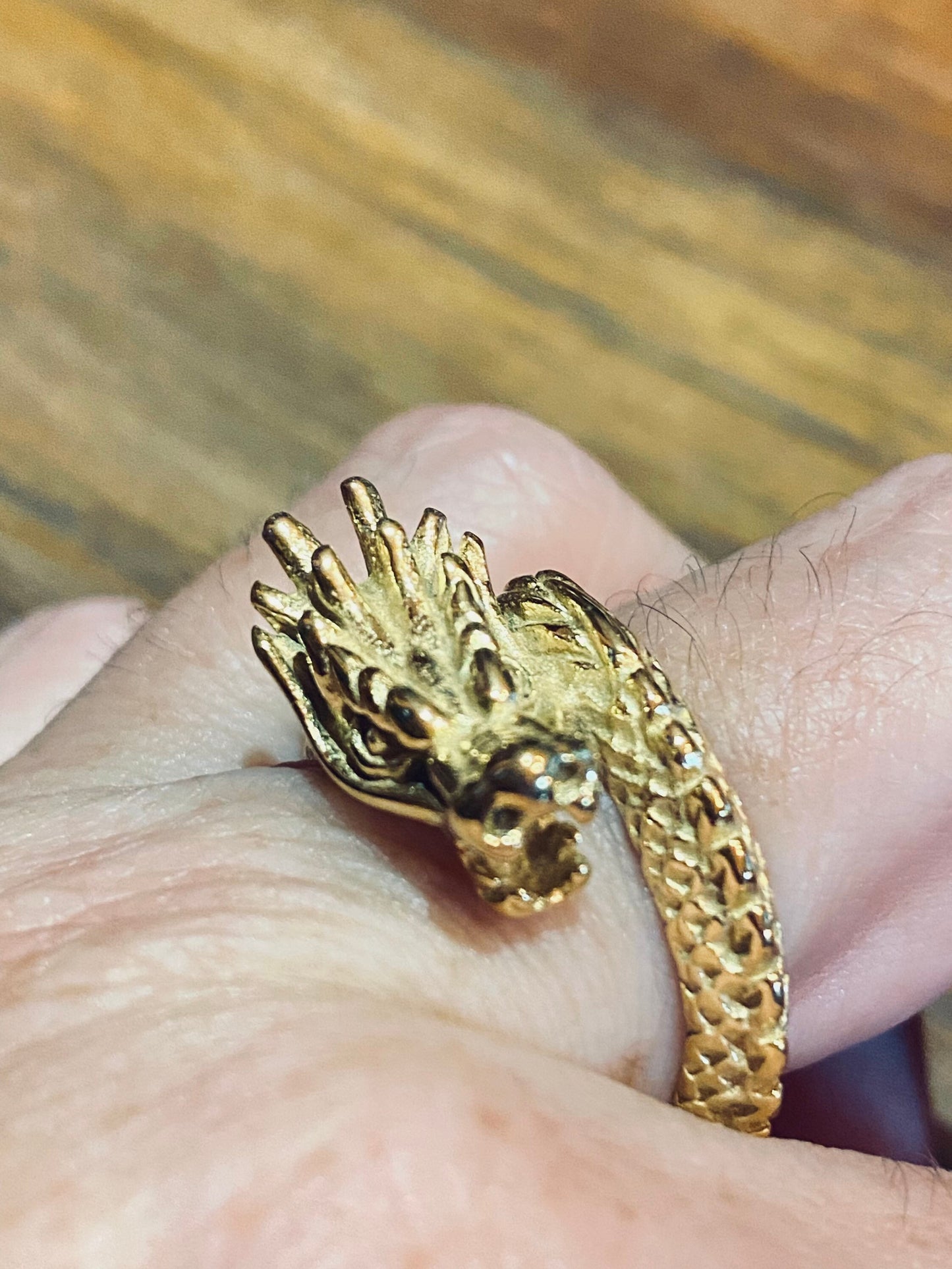 Vintage Gothic Golden Stainless Steel Dragon Mens Ring
