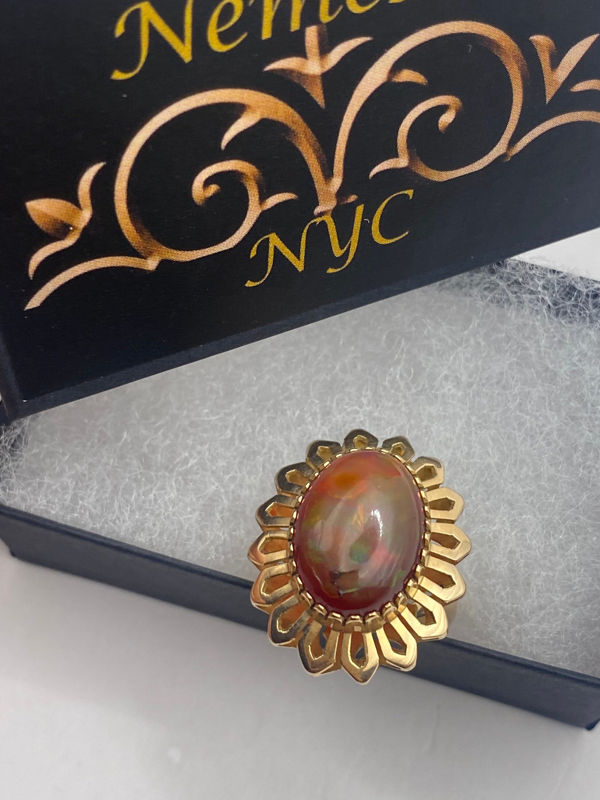 Vintage Orange Fire Opal 14k gold Ring