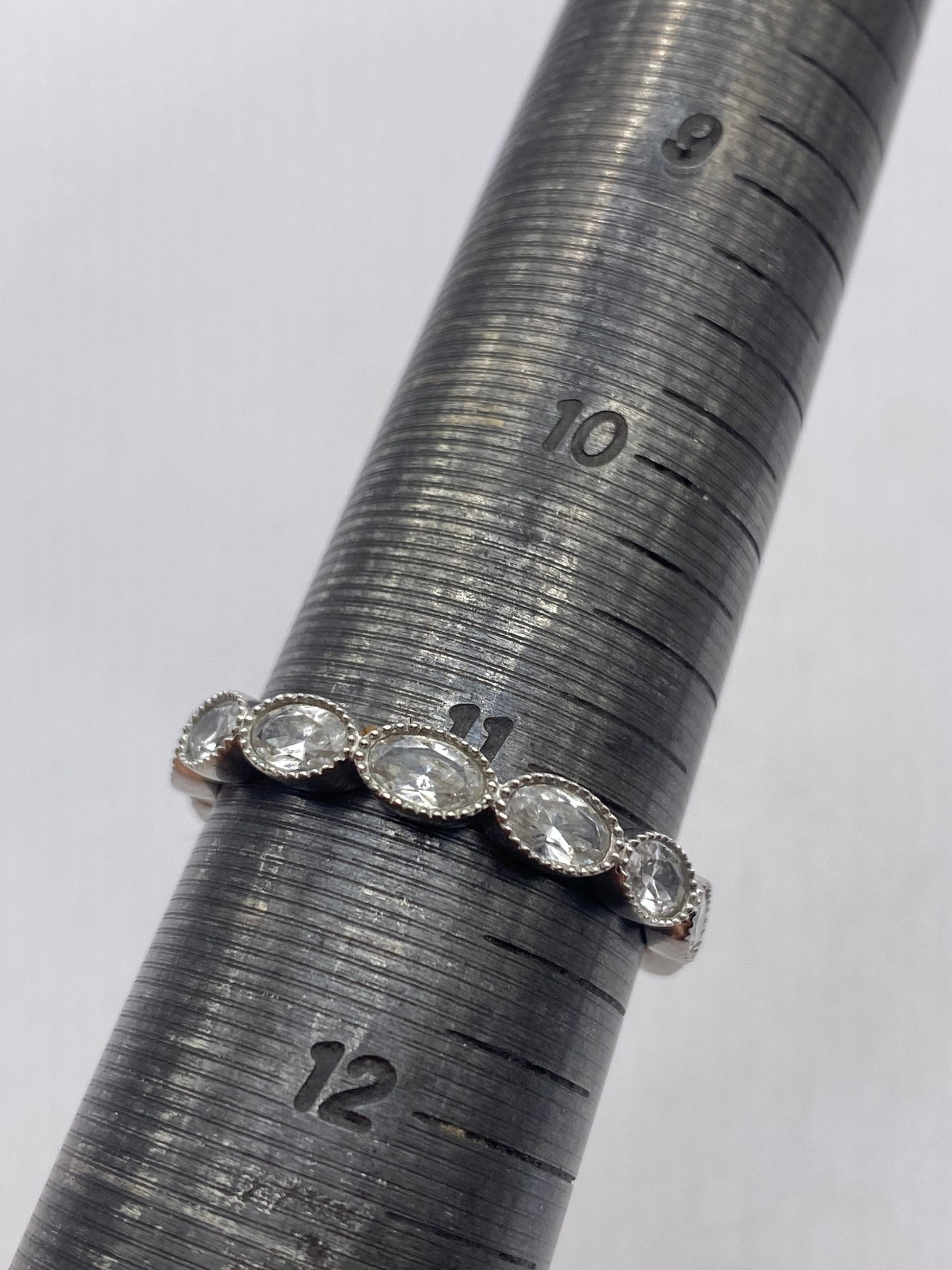 Vintage White Crystal 925 Sterling Silver Wedding Eternity Band Ring