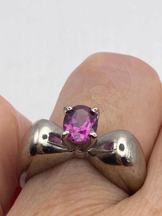 Vintage Handmade Pink Tourmaline 925 Sterling Silver gothic Ring