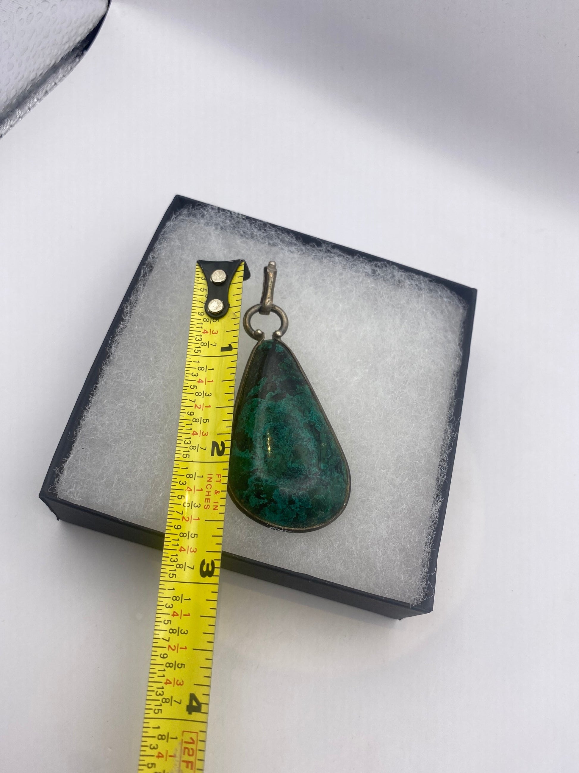 Vintage Handmade Green Stone of Eilot 925 Sterling Silver Choker Pendant