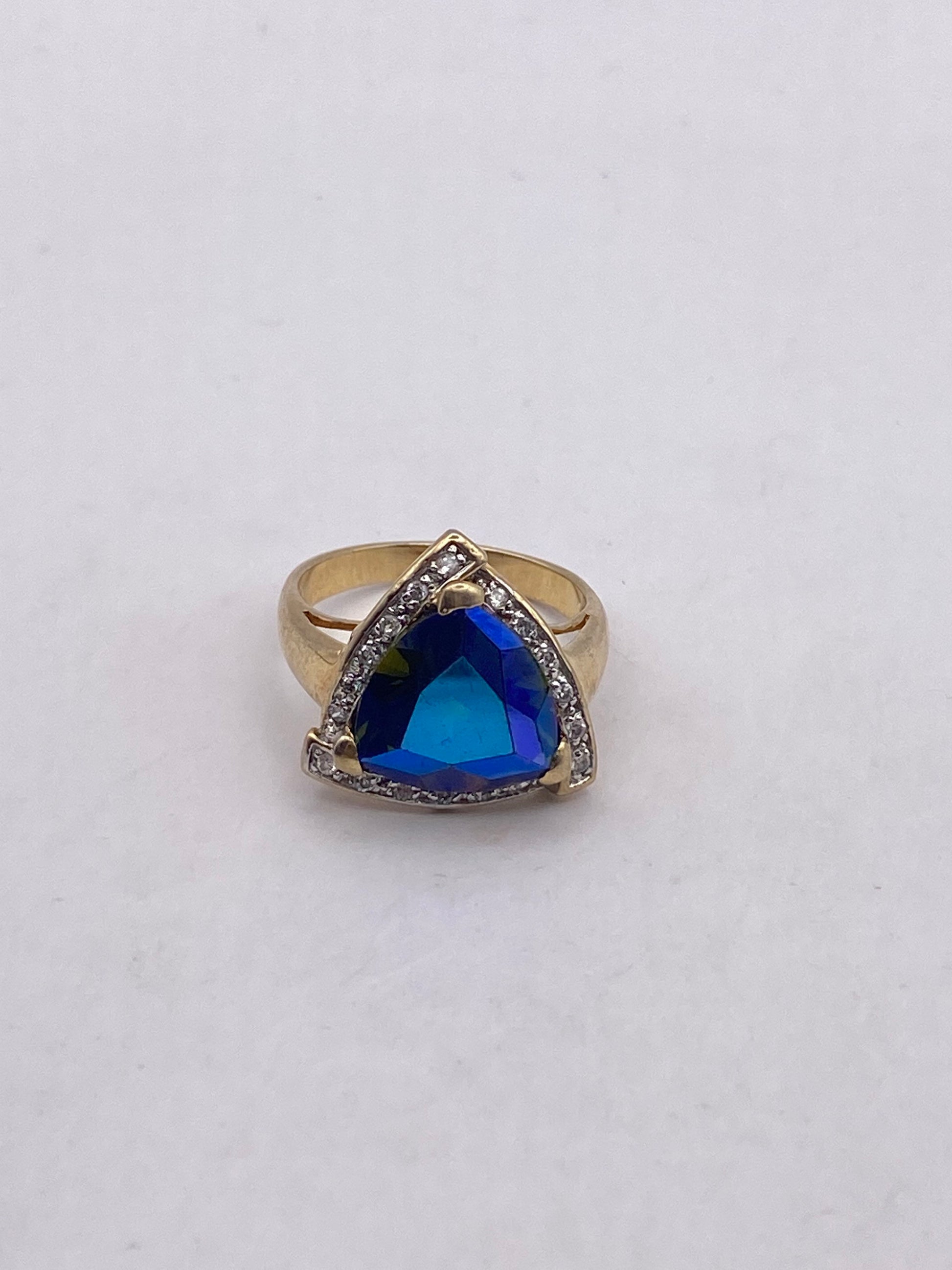 Vintage Genuine Mystic Blue Topaz 925 Sterling Silver Ring