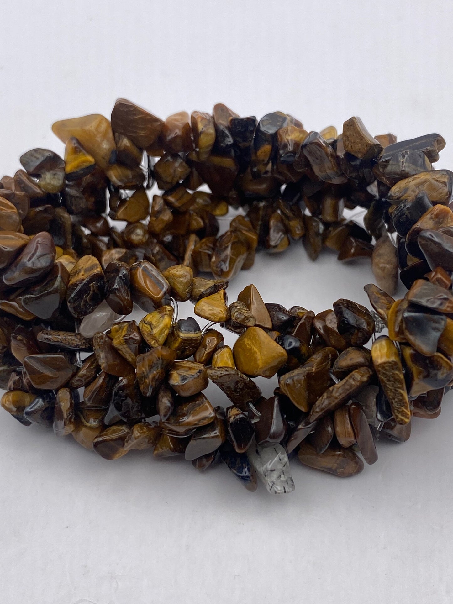 Vintage Tiger Eye Chip Macrame Stretch Lucky Bracelet