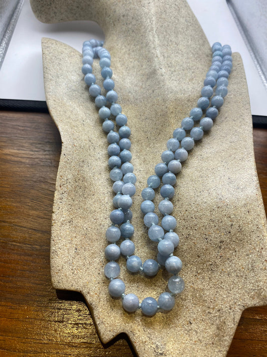 Hand Knotted Vintage Blue Amazonite beaded Necklace