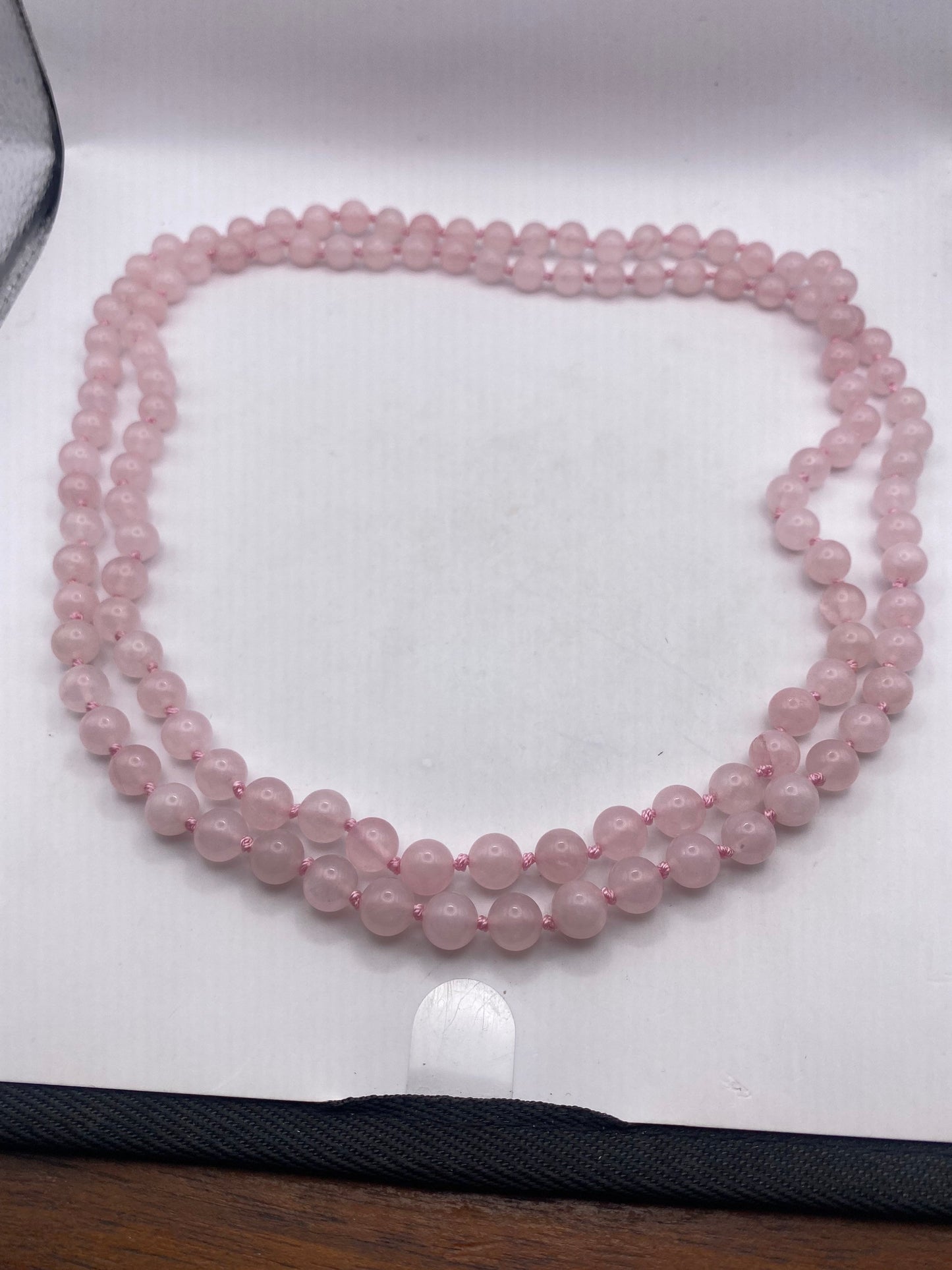 Hand Knotted Vintage Pink Rose Quartz beaded Necklace