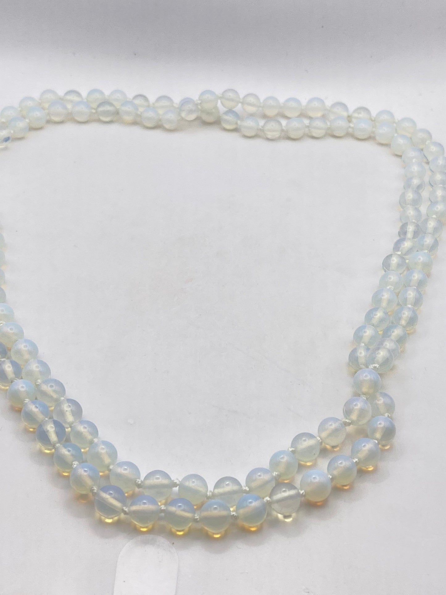 Hand Knotted Vintage Blue Opal Glass beaded Necklace