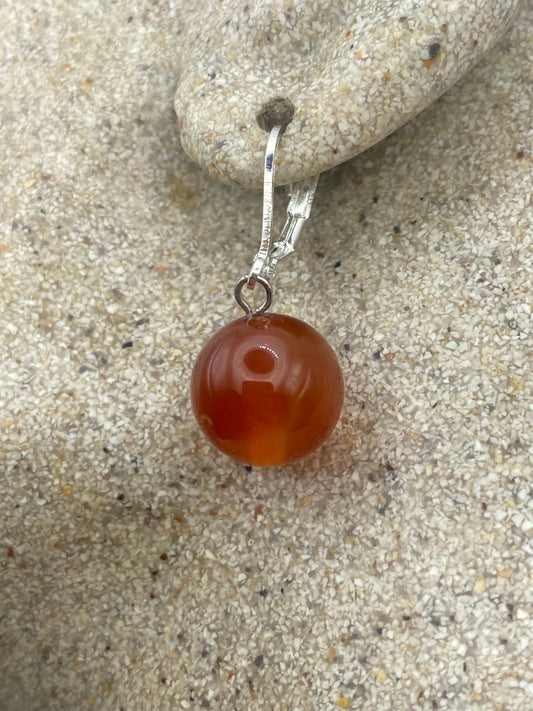 Vintage Carnelian 925 Sterling Silver Dangle Leverback Earrings