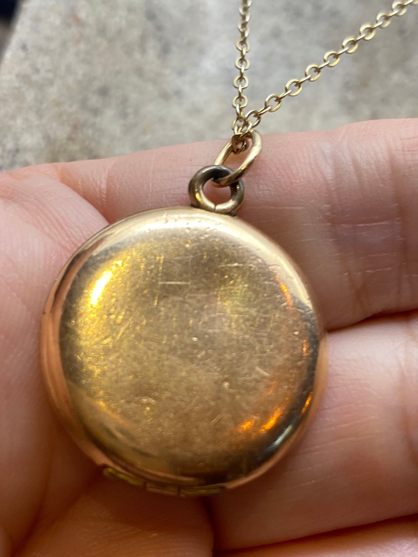 Vintage Locket Choker Gold Filled Deco Etched Necklace