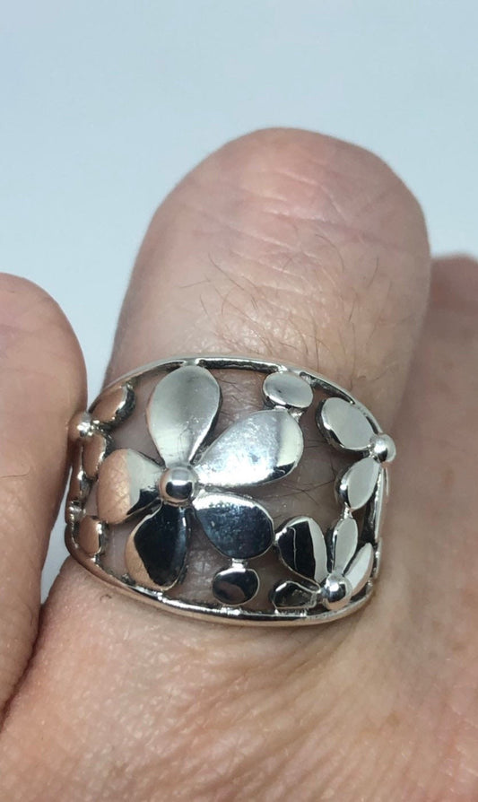 Vintage 925 Sterling Silver Daisey Flower Ring