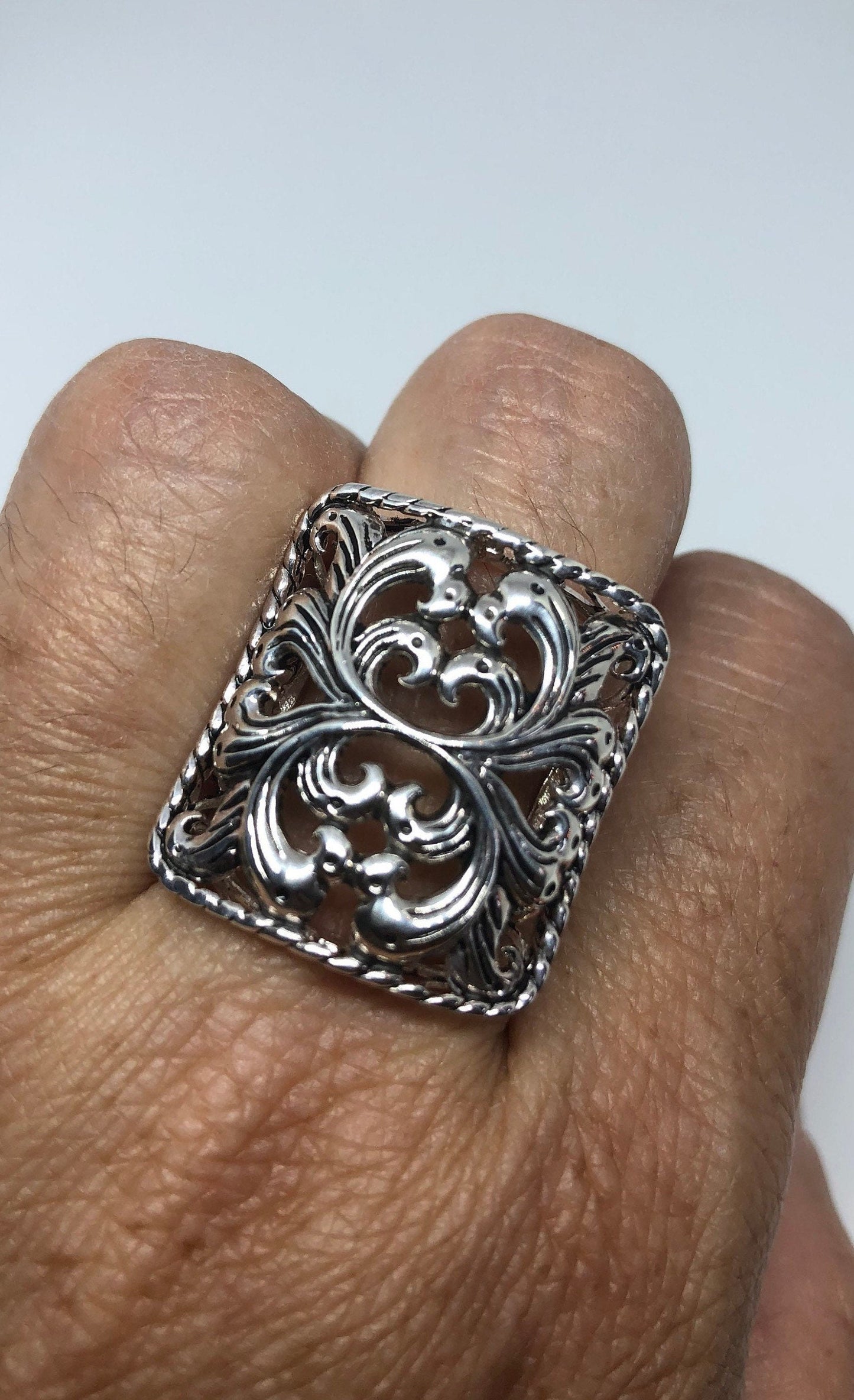 Vintage 925 Sterling Silver Flower Southwestern Ring